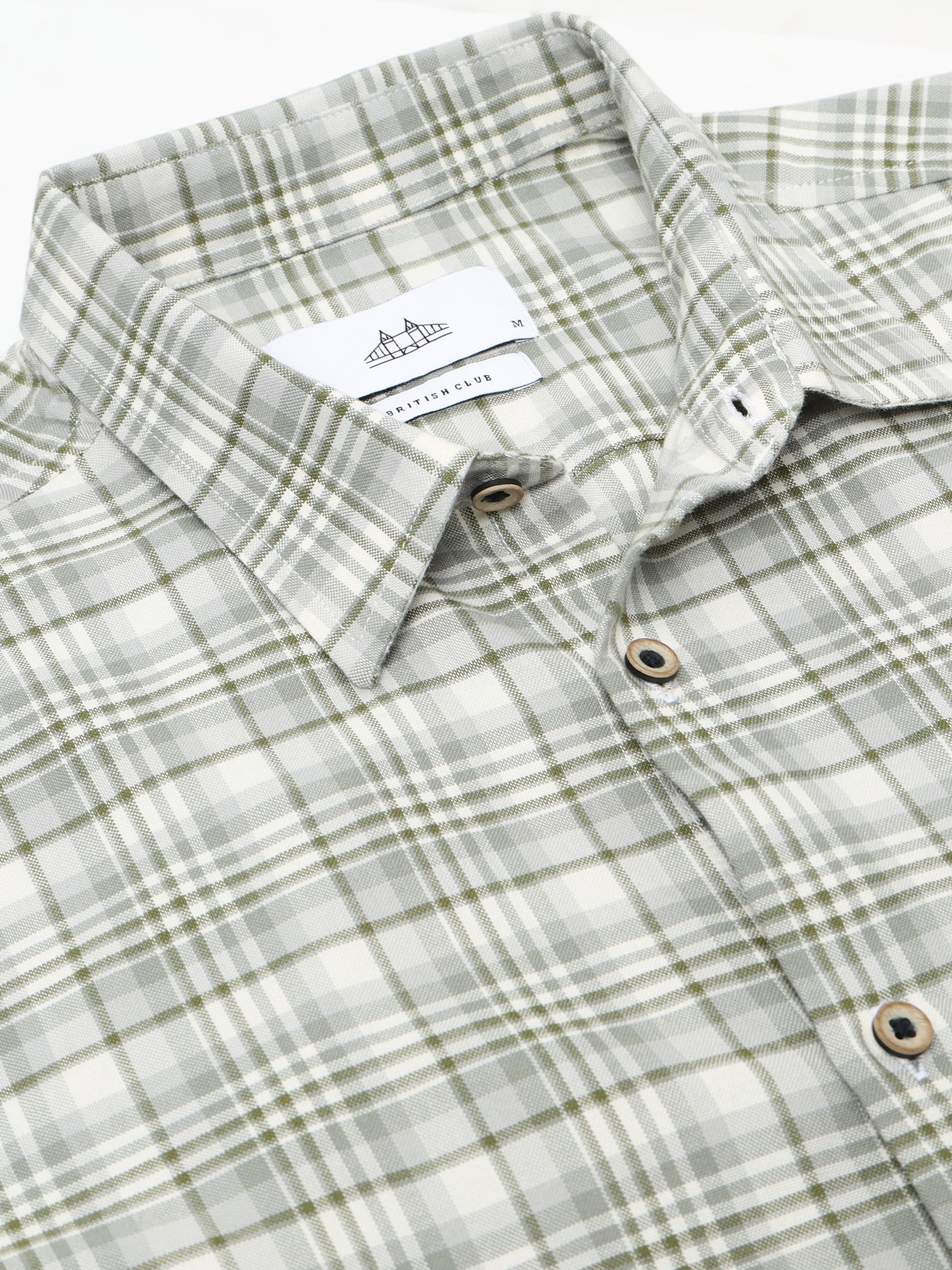Men Green Check Shirt