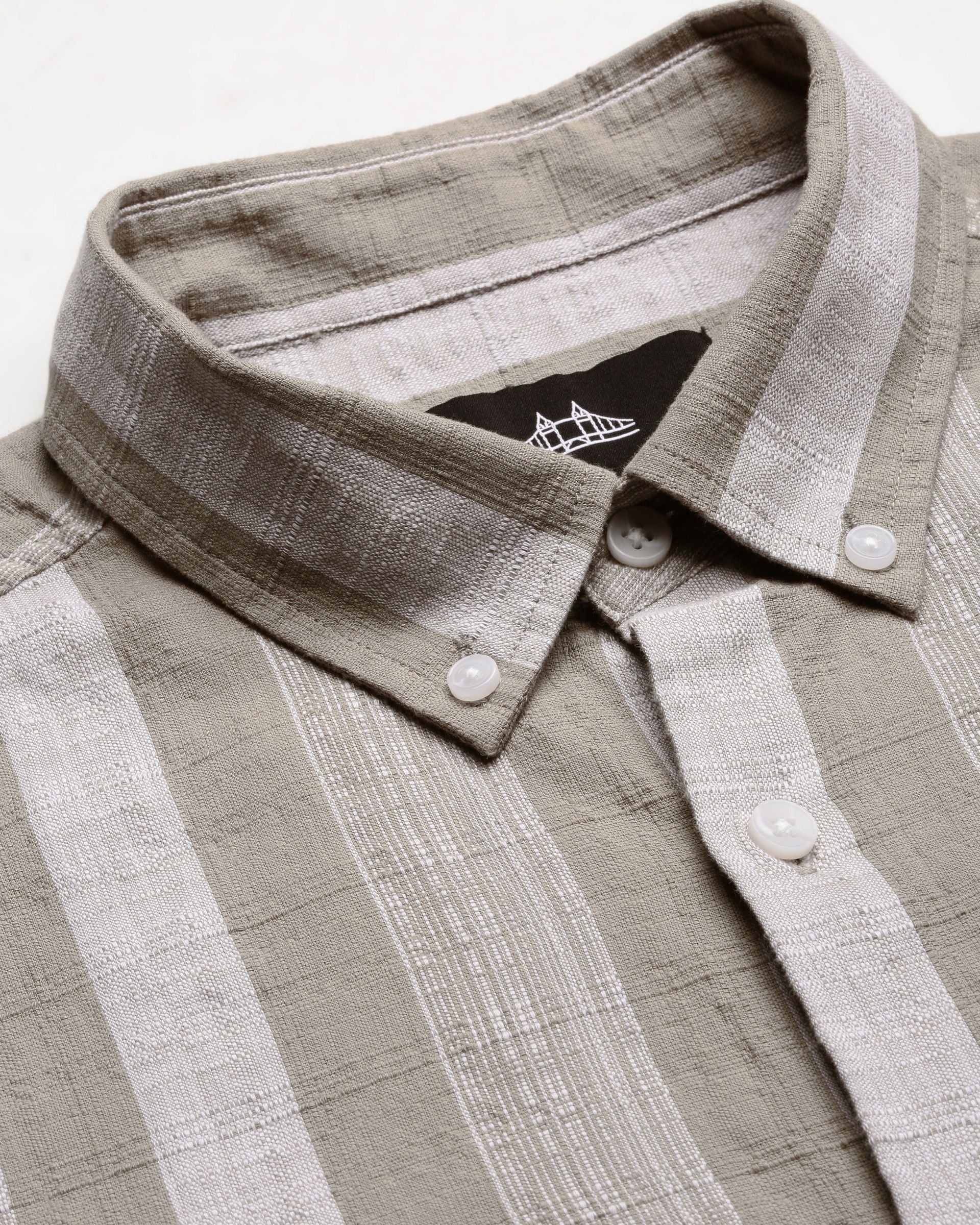 Men Olive Striped Shirt