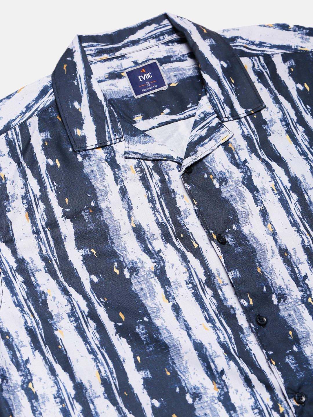 Men Navy Resort Collar Relax Fit Printed Shirt