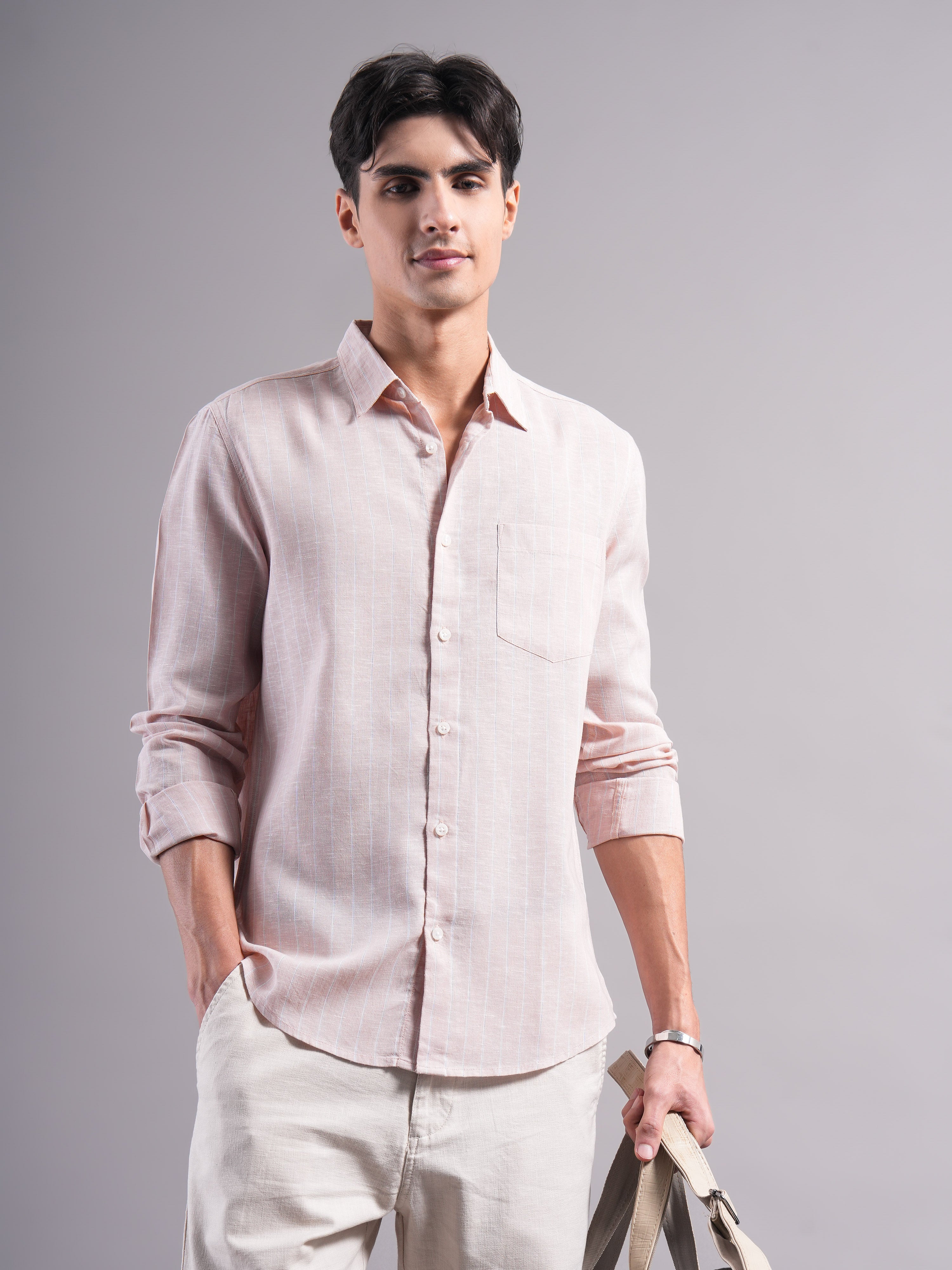 Men Lyocell Striped Shirts