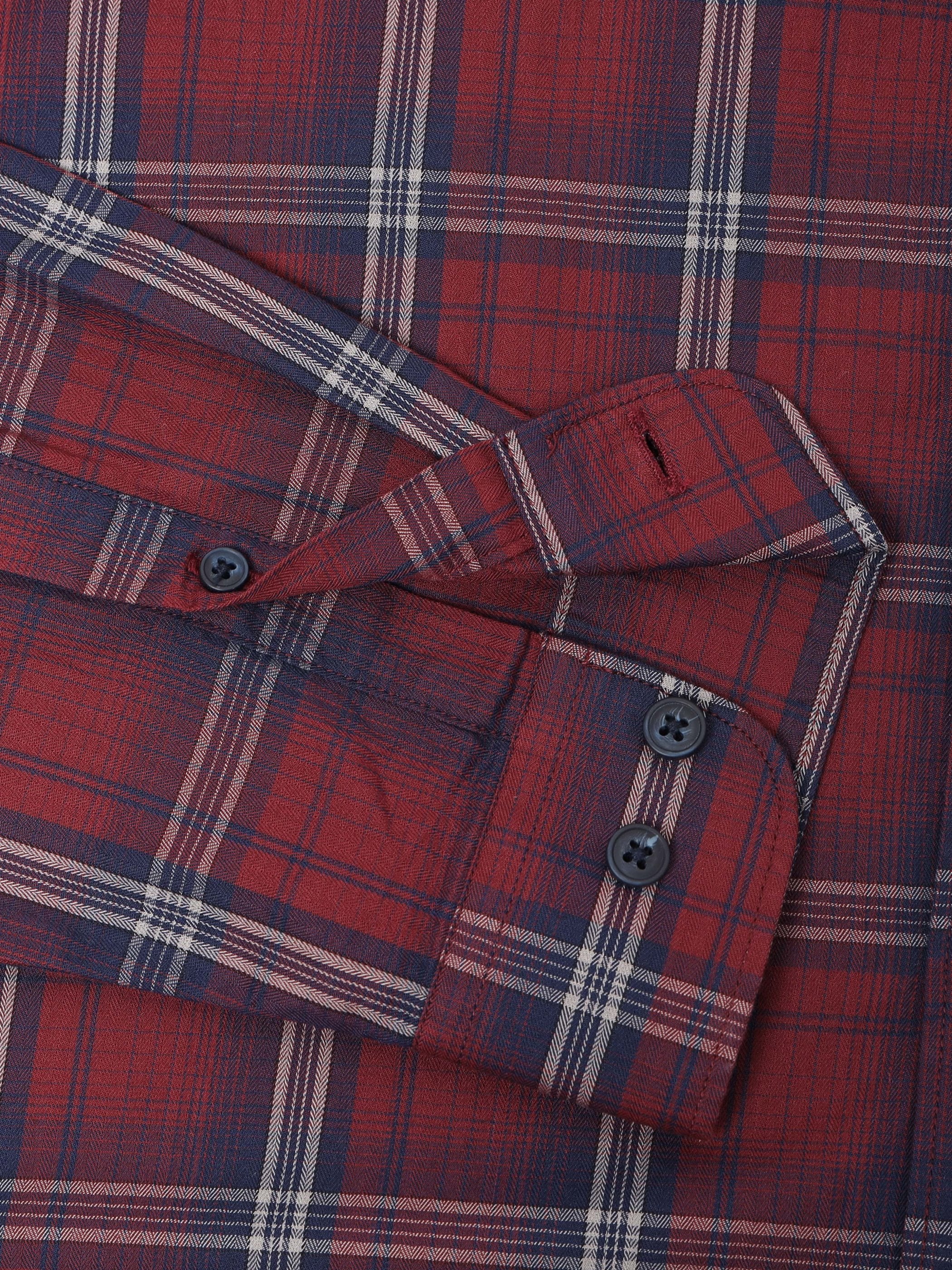 Men Red Check Shirt