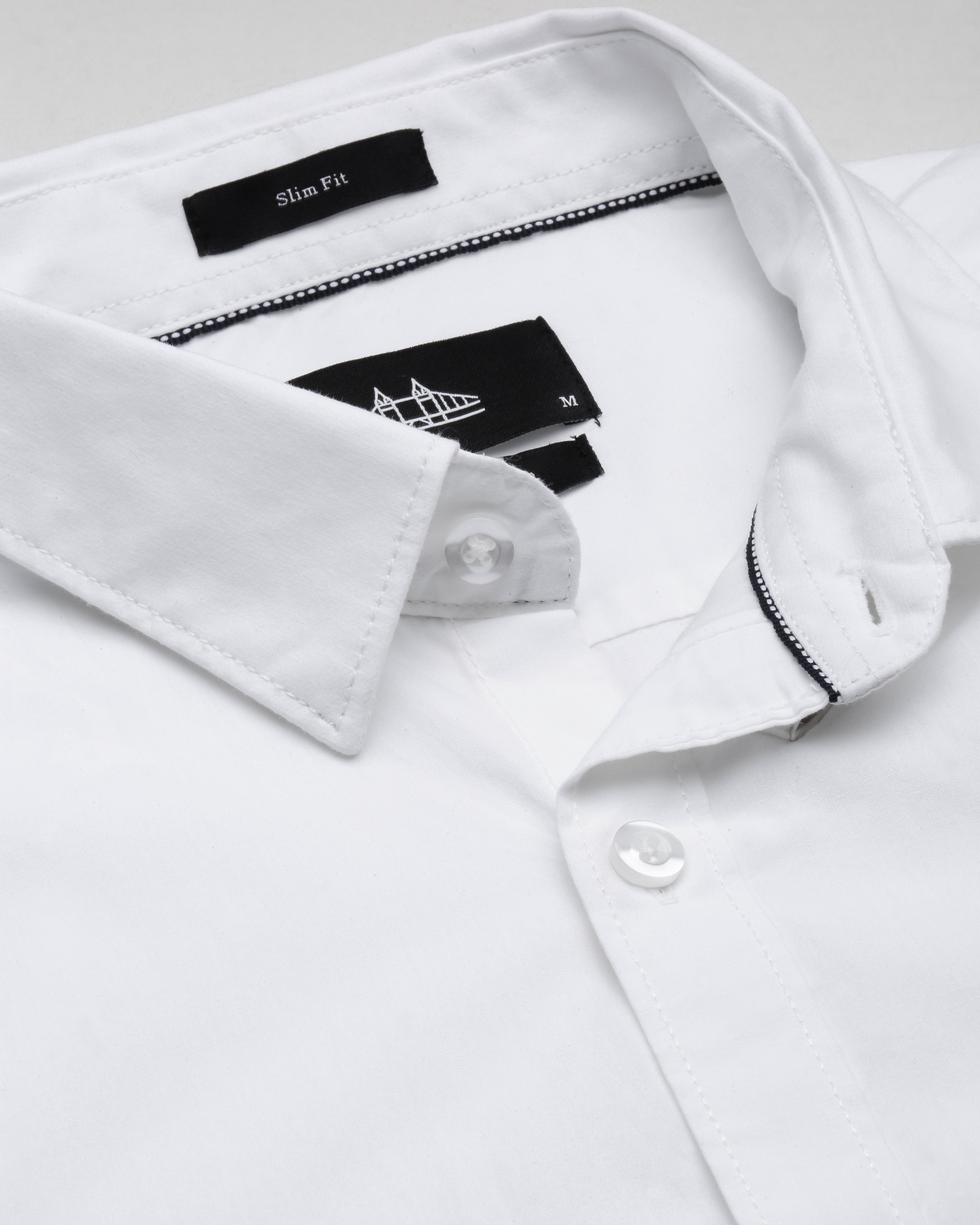 Men White Cotton Slim Shirt