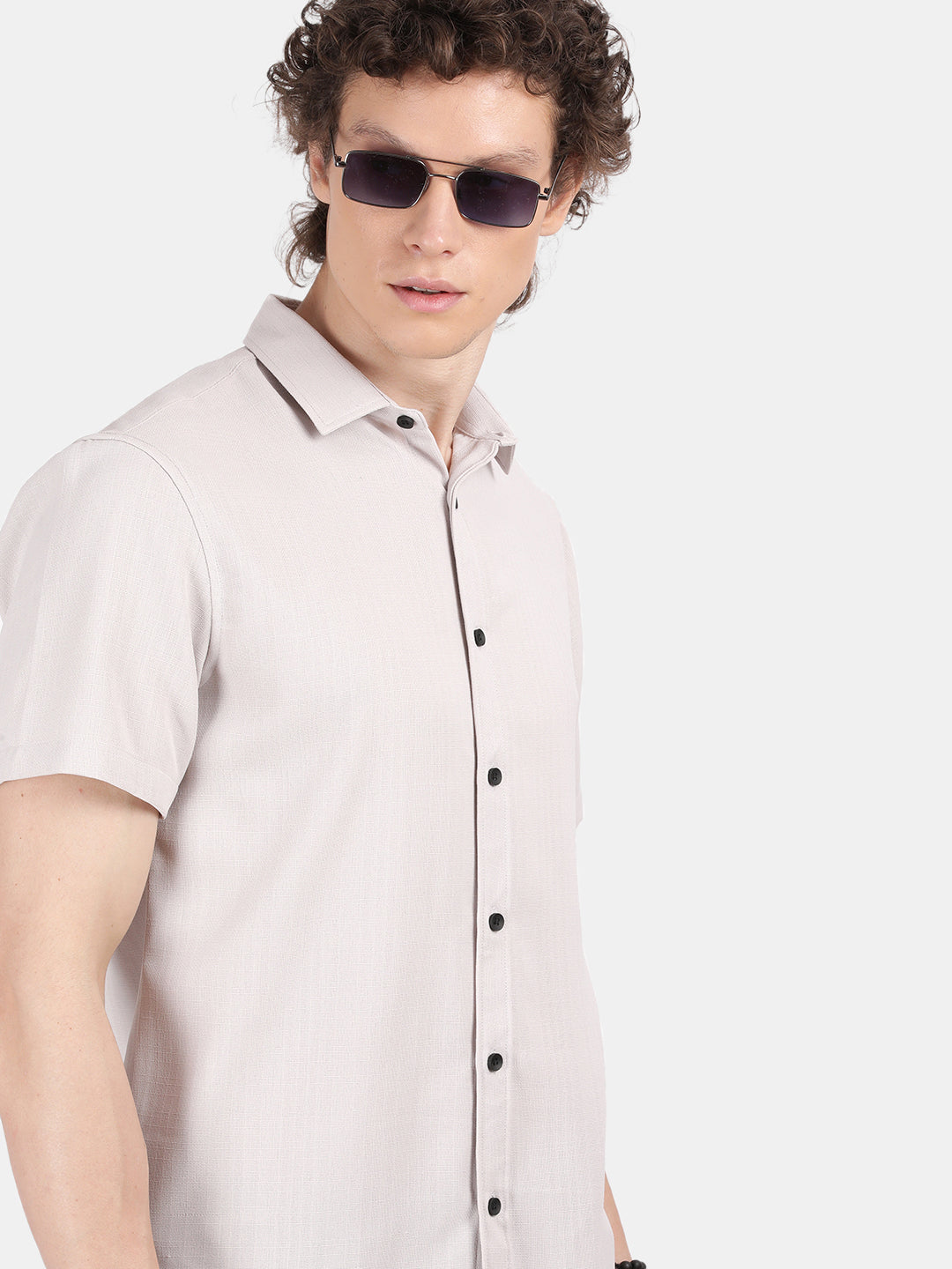Men Silver Slim Fit Shirt