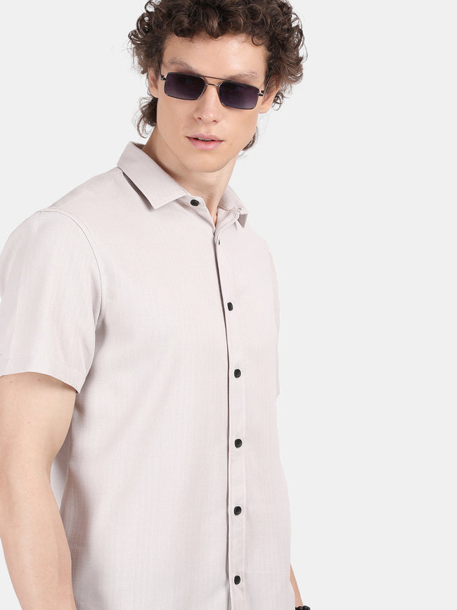 Men Silver Slim Fit Shirt