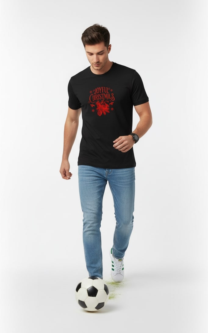 Men Printed Black Cotton Tshirt