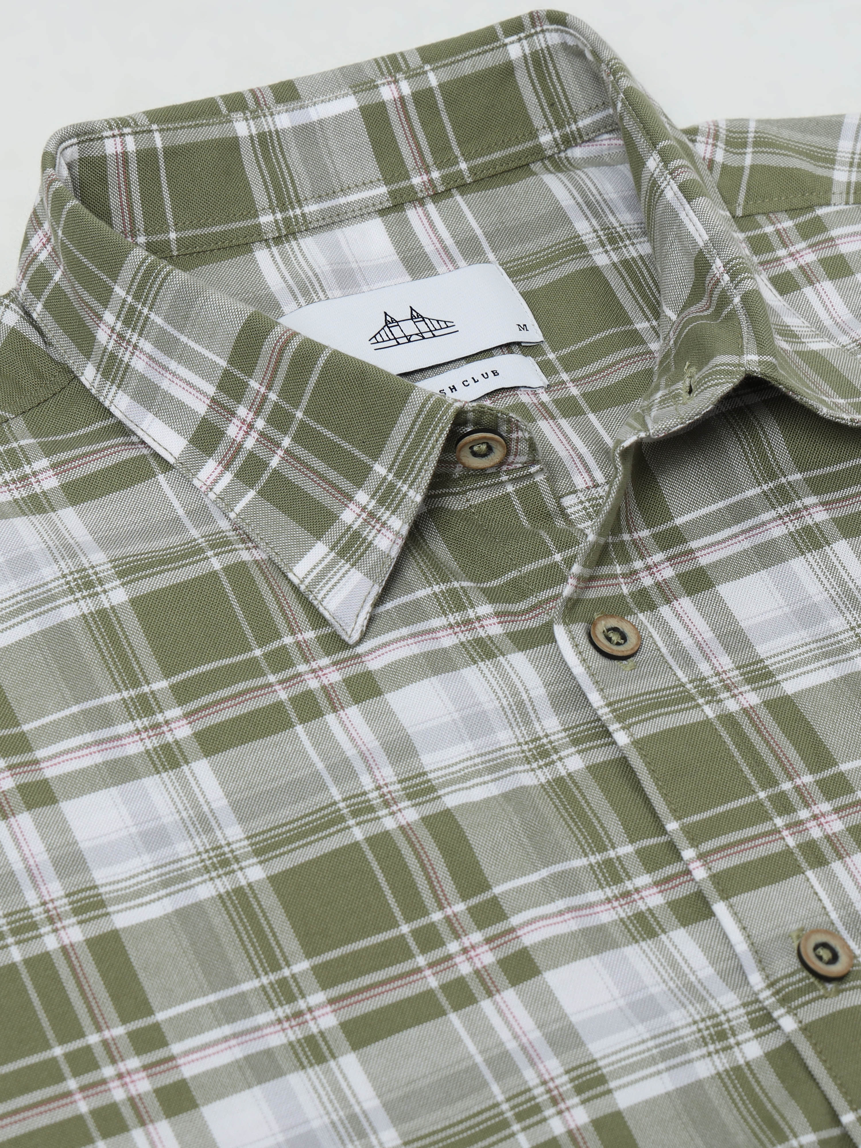 Men Green Check Shirt