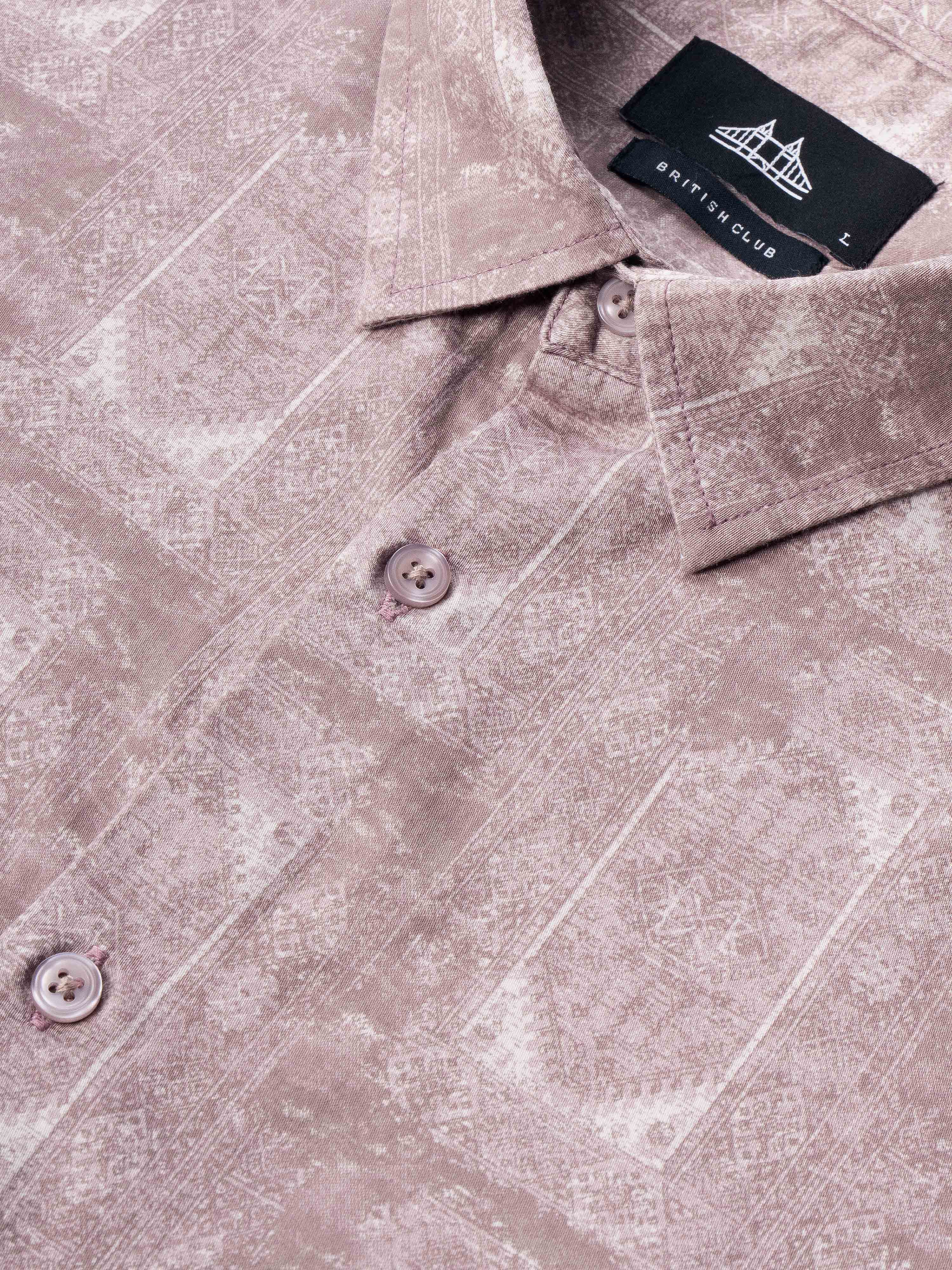Men Mauve Geometric Print Shirt