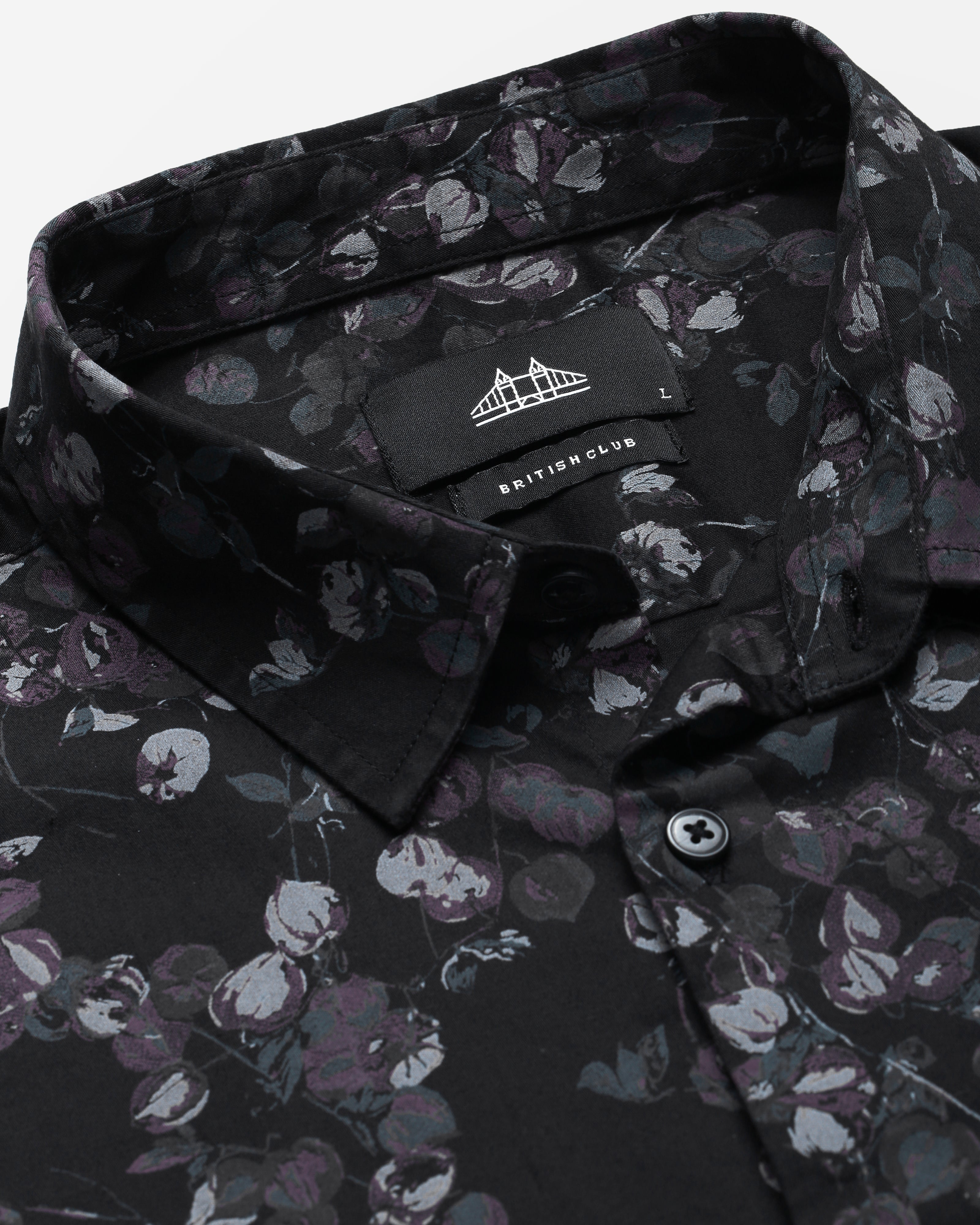 Men Black Floral Print Shirt