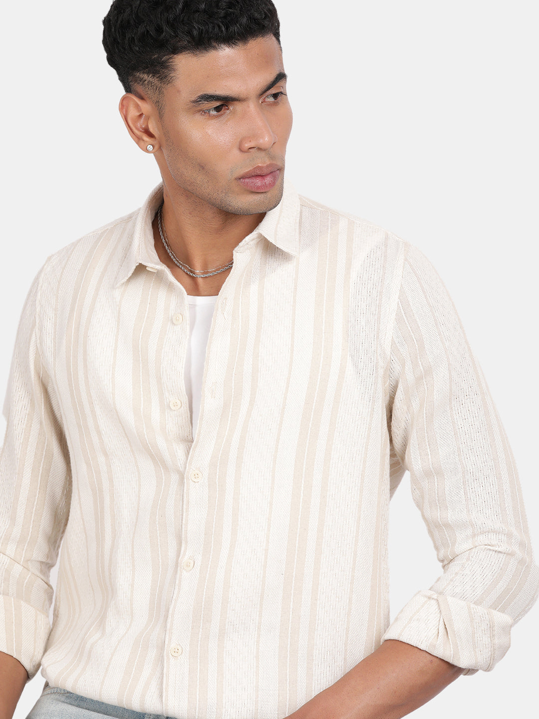 Men Light pink Slim Fit Spread Collar Full Sleeve Casual Shirt