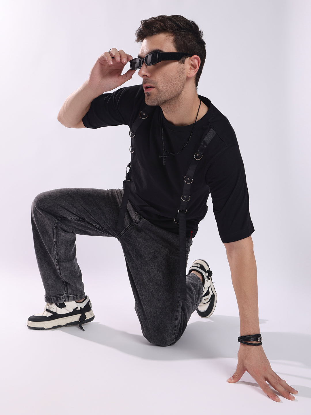 Men Black Cotton Oversized T-Shirt