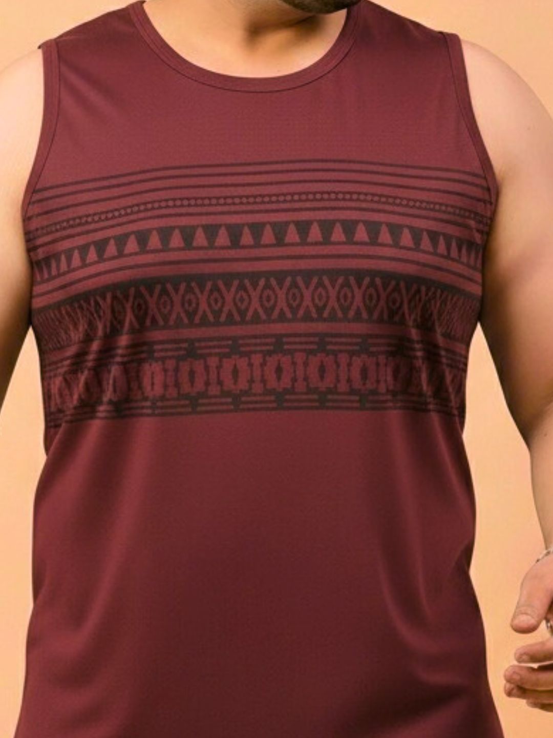 Men Maroon Printed GYM T-shirt