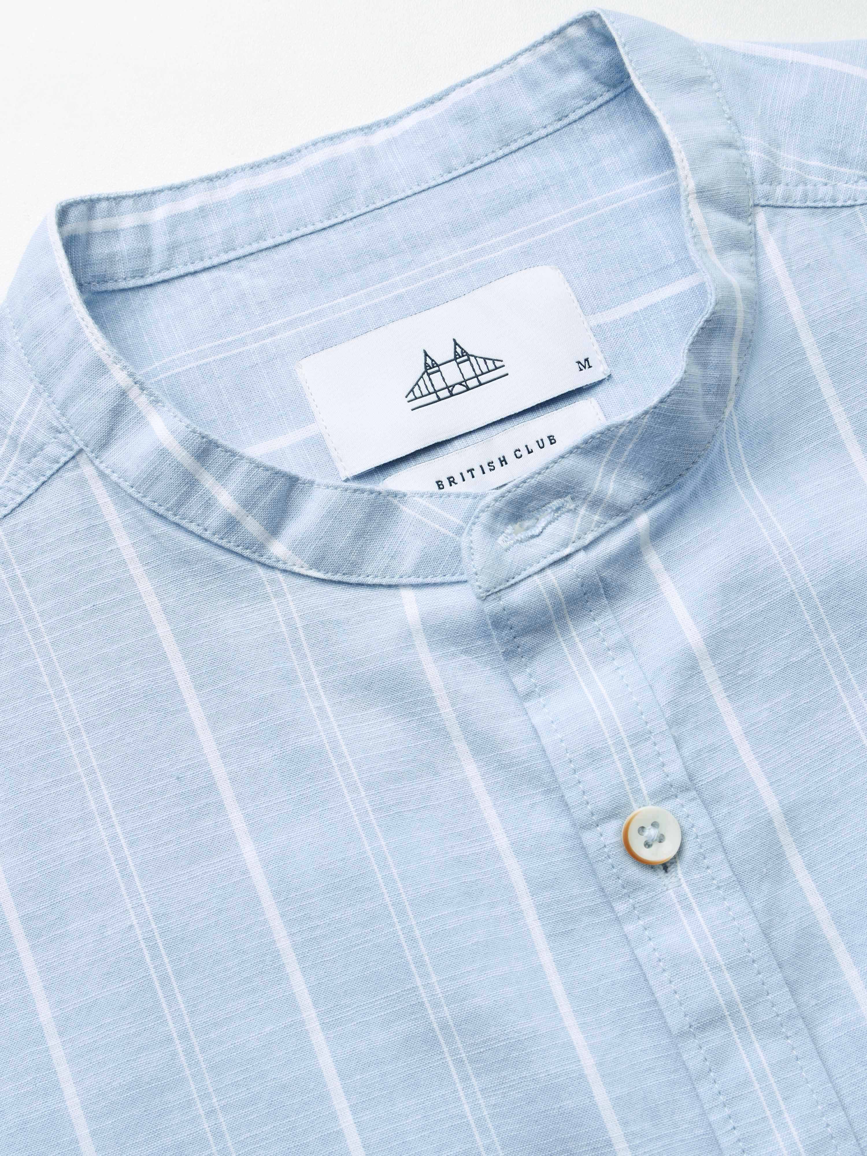 Men Blue Striped Cotton Shirt