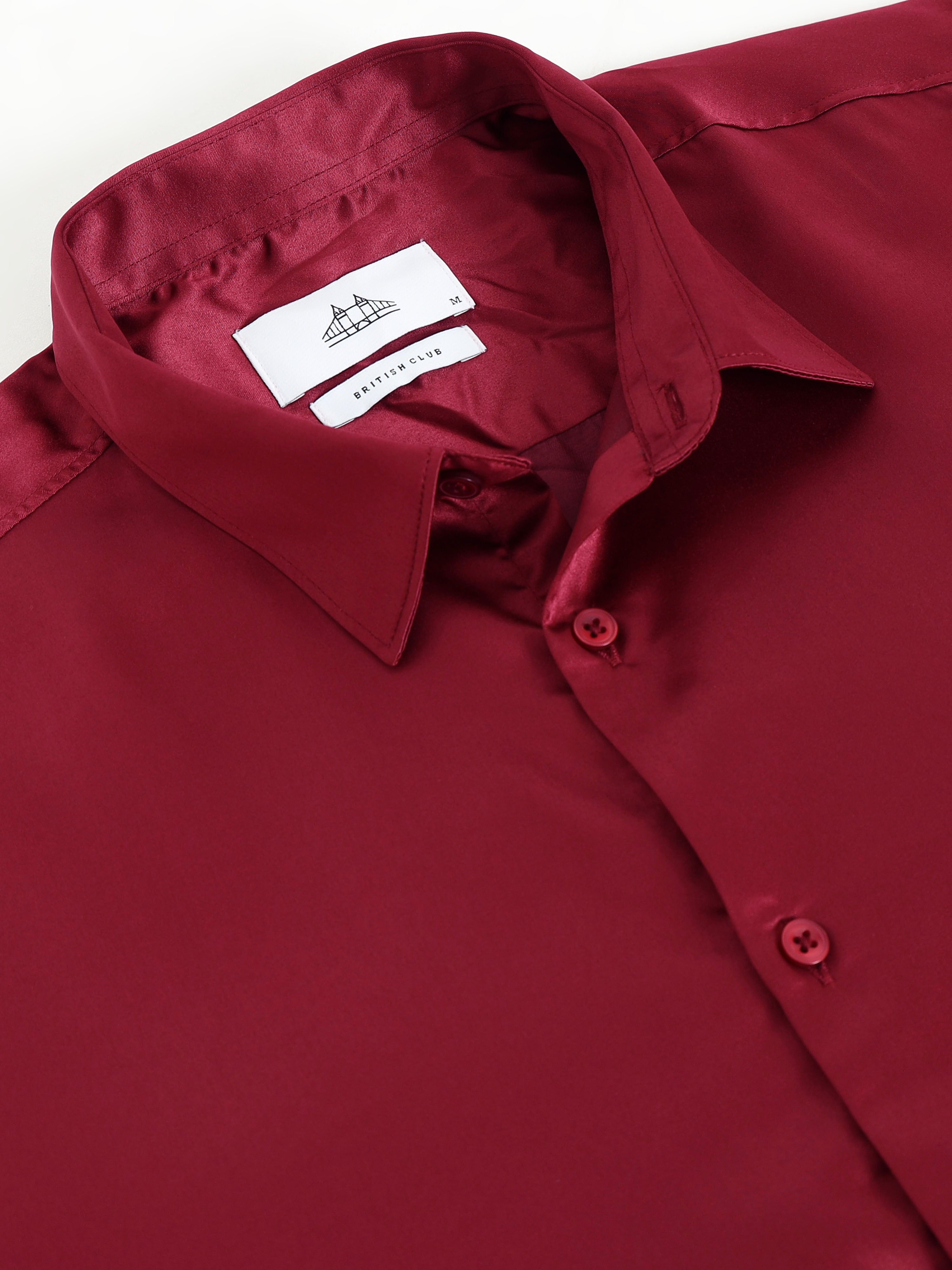 Men Red Solid Shirt