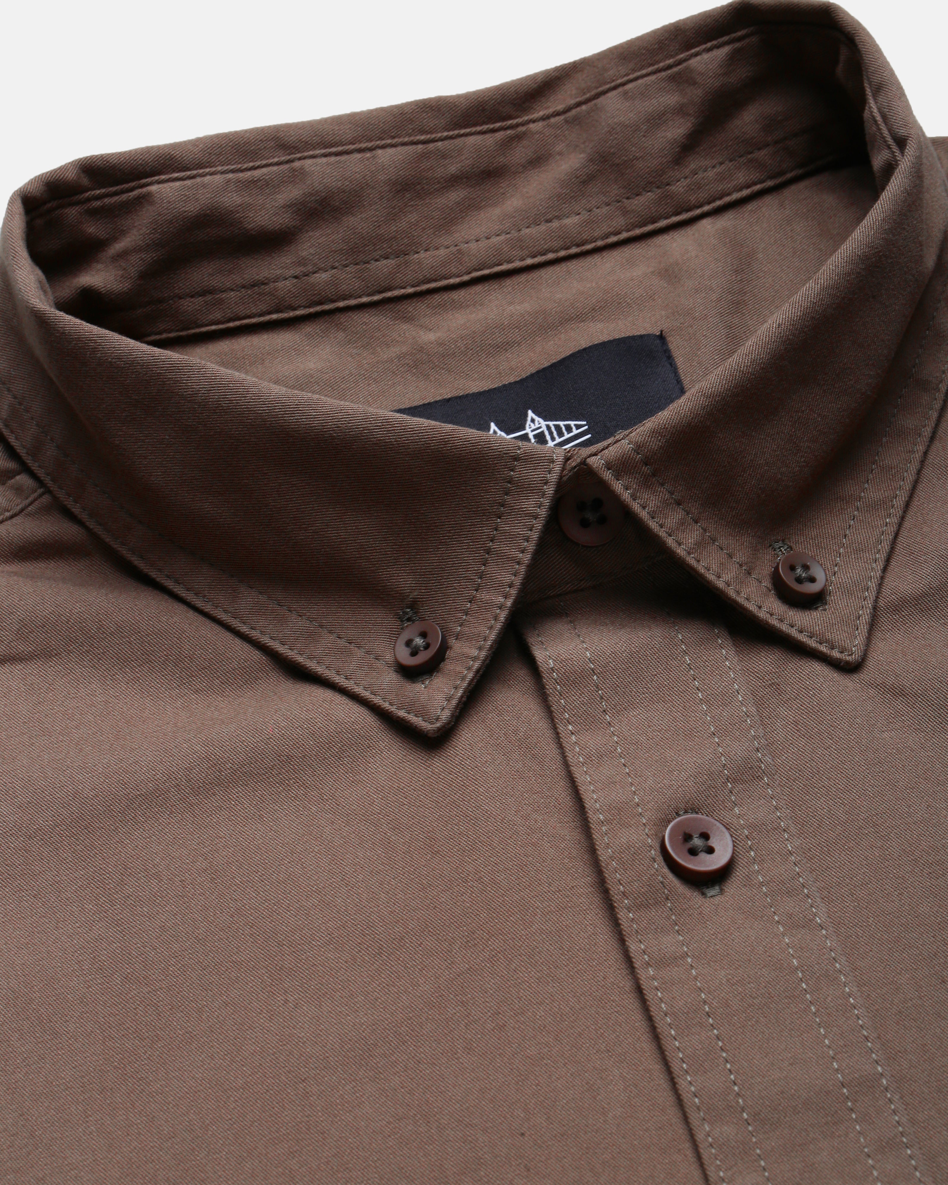 Men Brown Cotton Twill Shirt