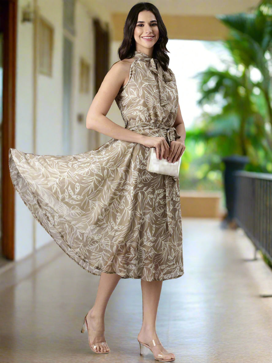 Women Floral Woven Midi Chiffon Dress