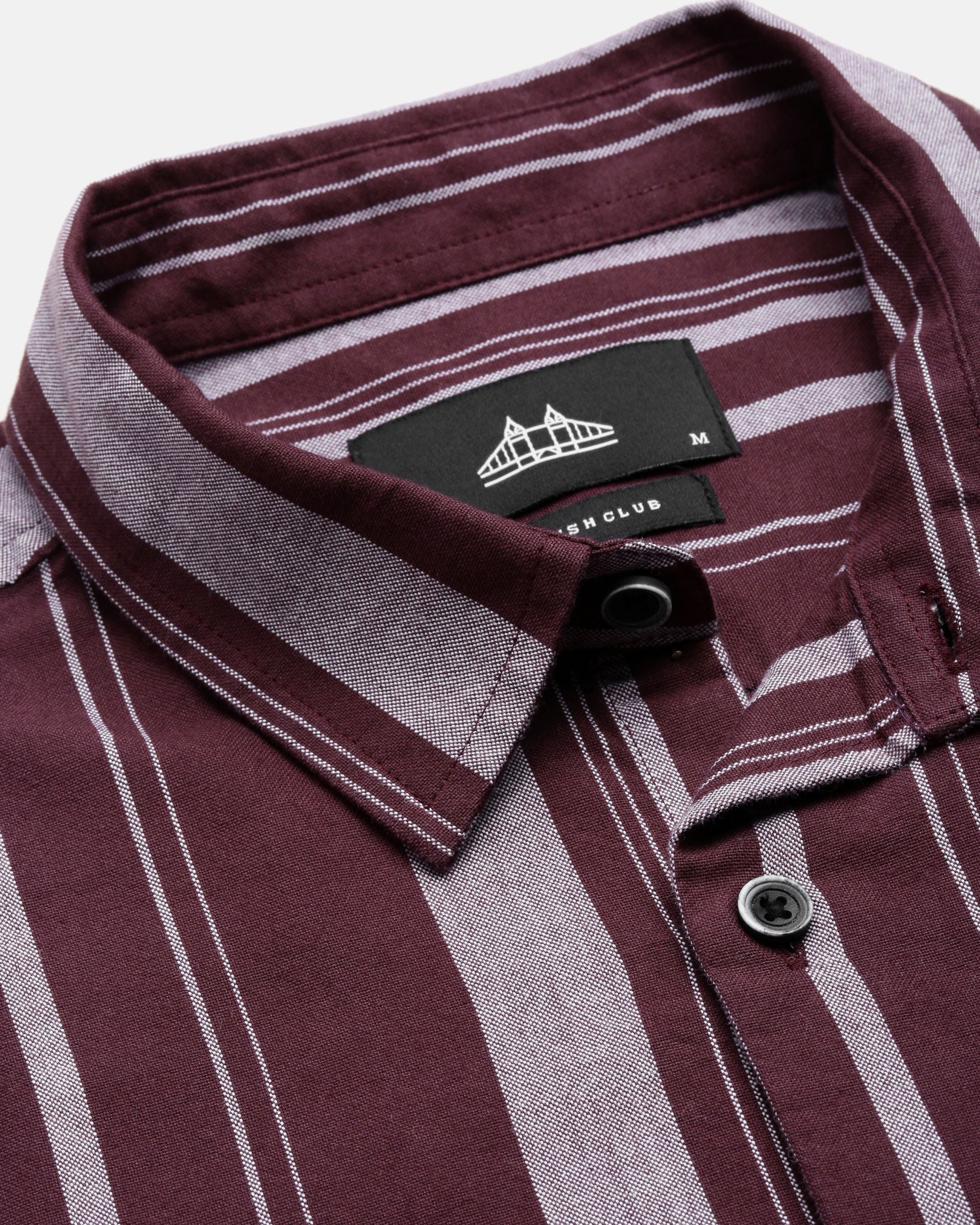 Men Burgundy Striped Shirt