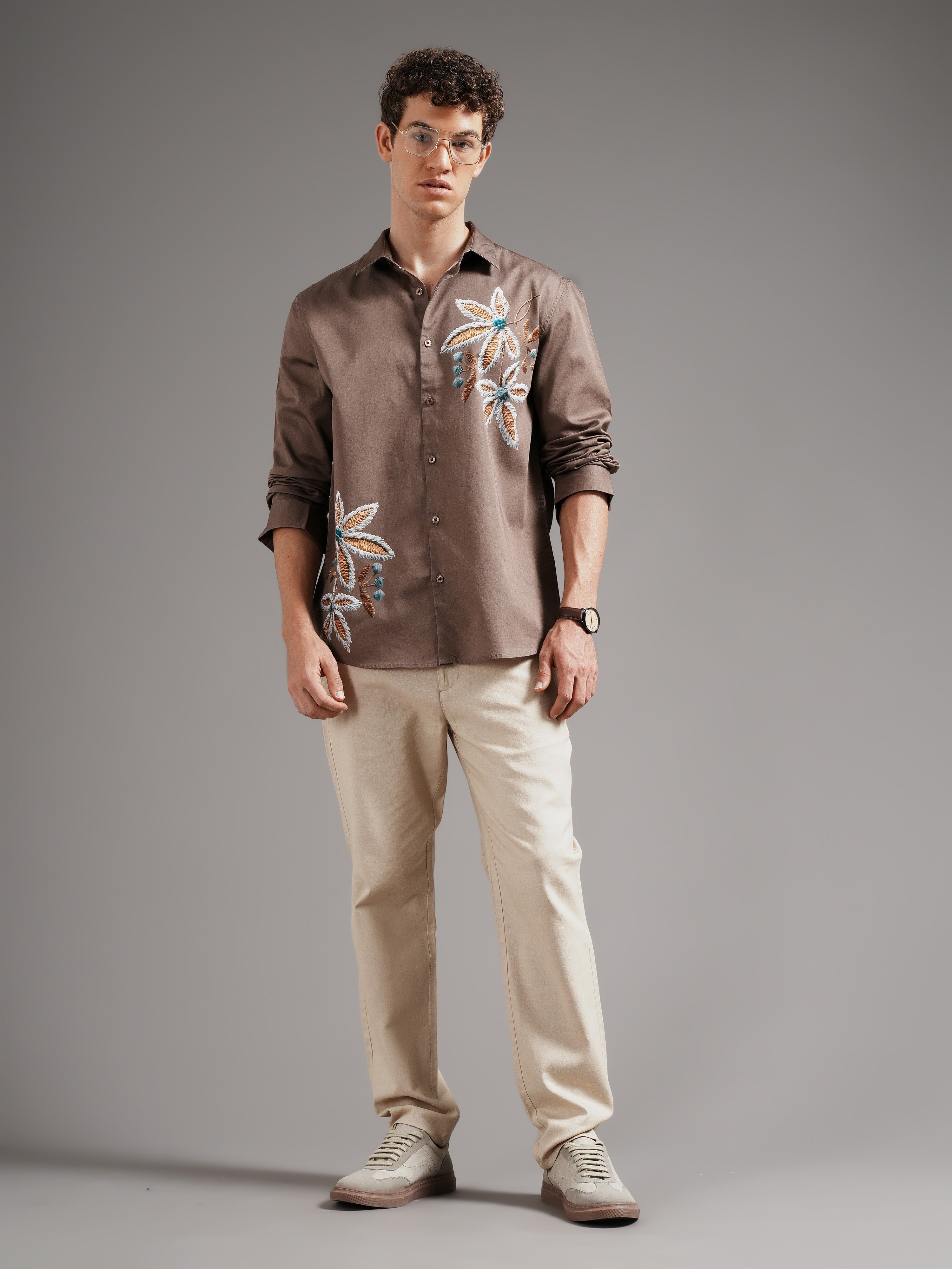 Men Brown Casual Printed Shirt