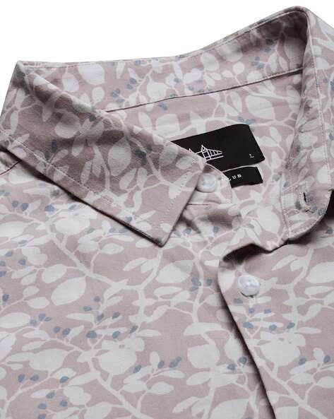 Men Pink Floral Print Shirt