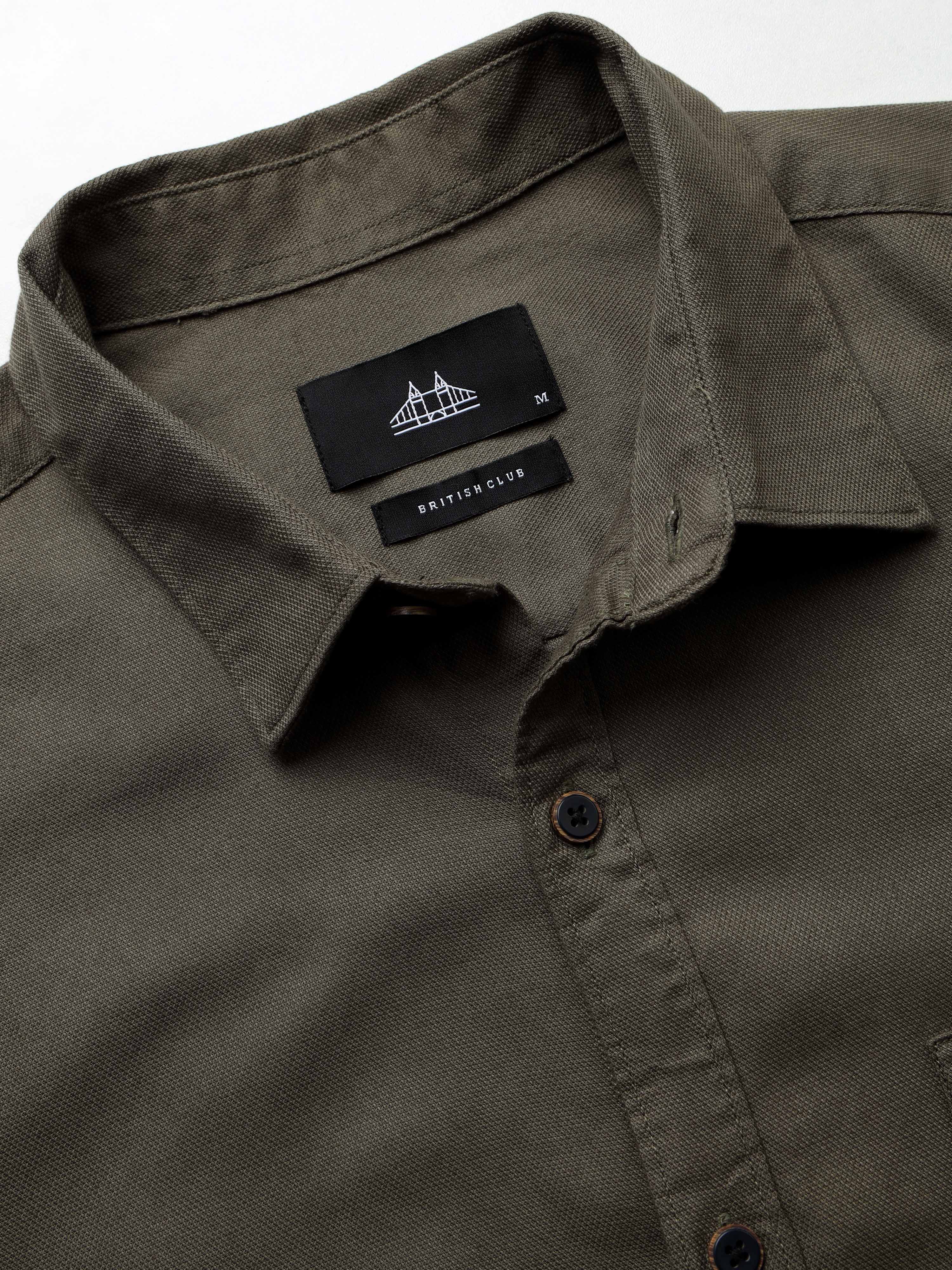 Men Olive Dobby Shirt