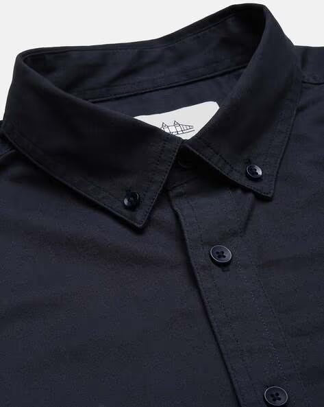 Men Navy Blue Cotton Twill Shirt