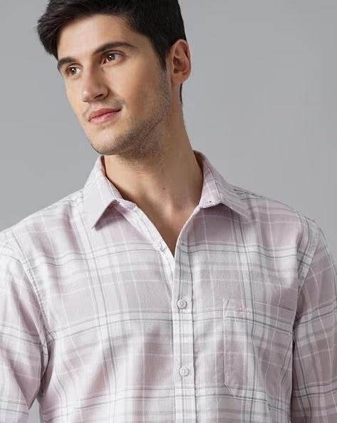 Men White Checked Slim Fit Shirt