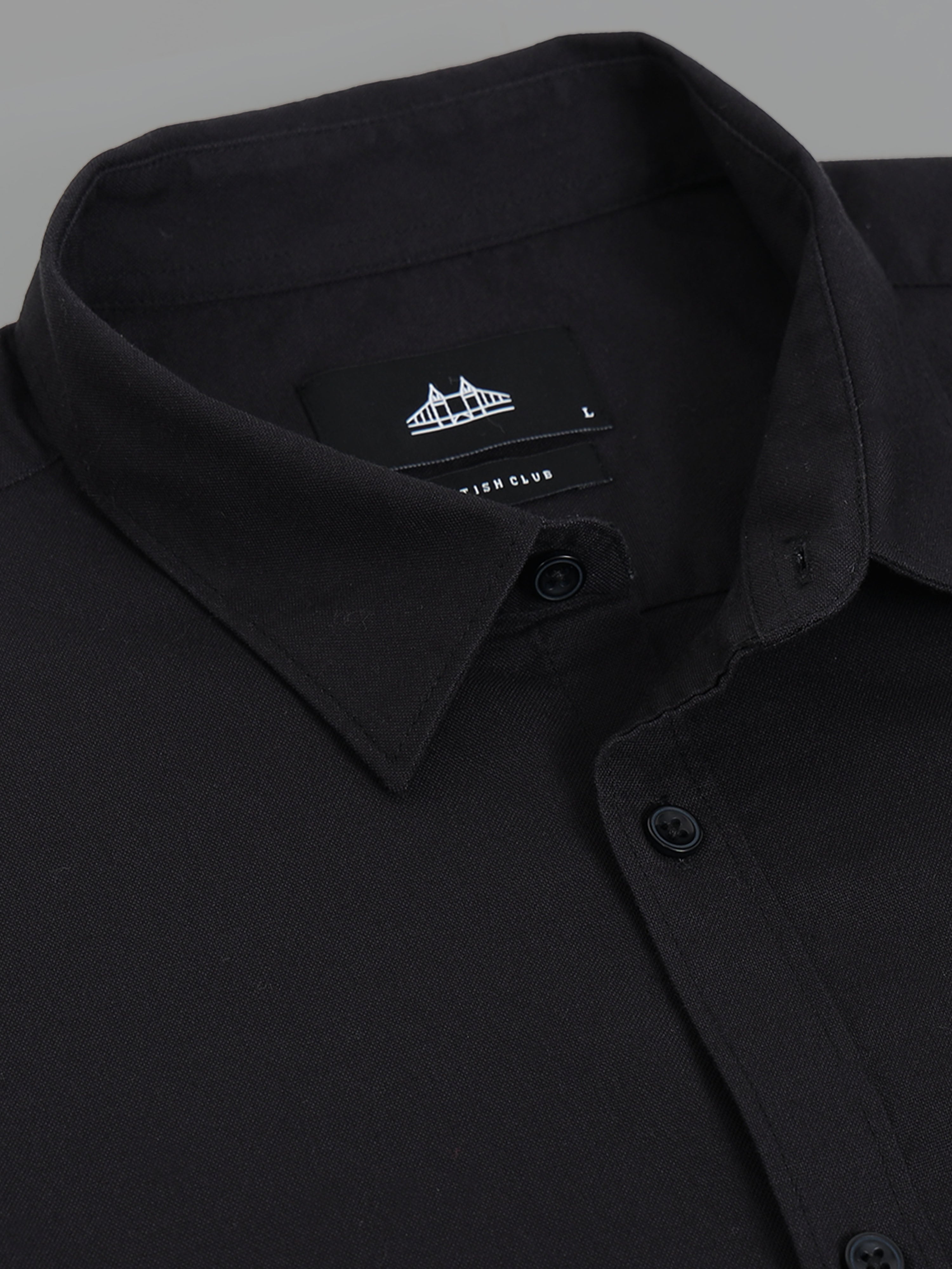 Men Black Plain Shirt
