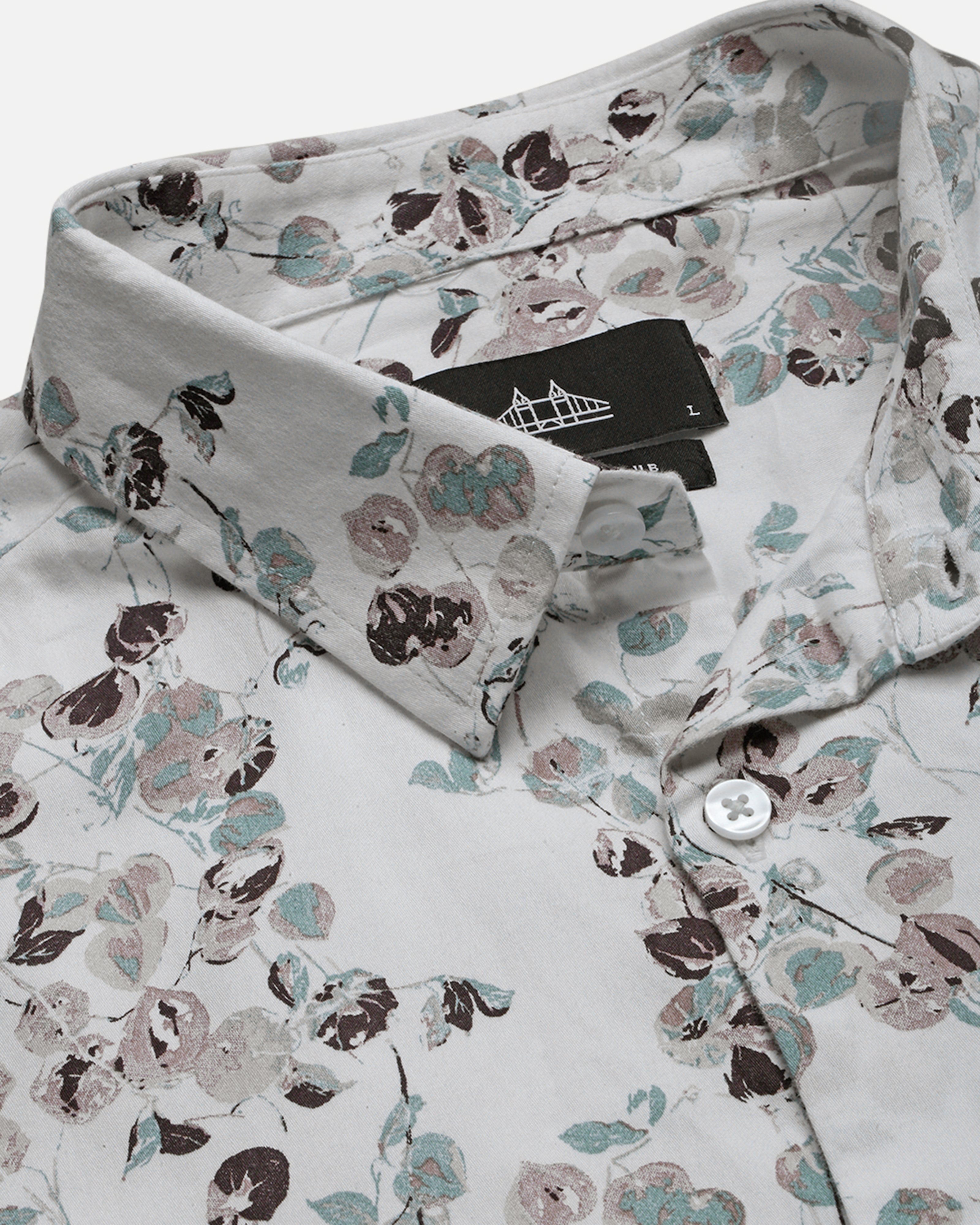 Men White Floral Print Shirt