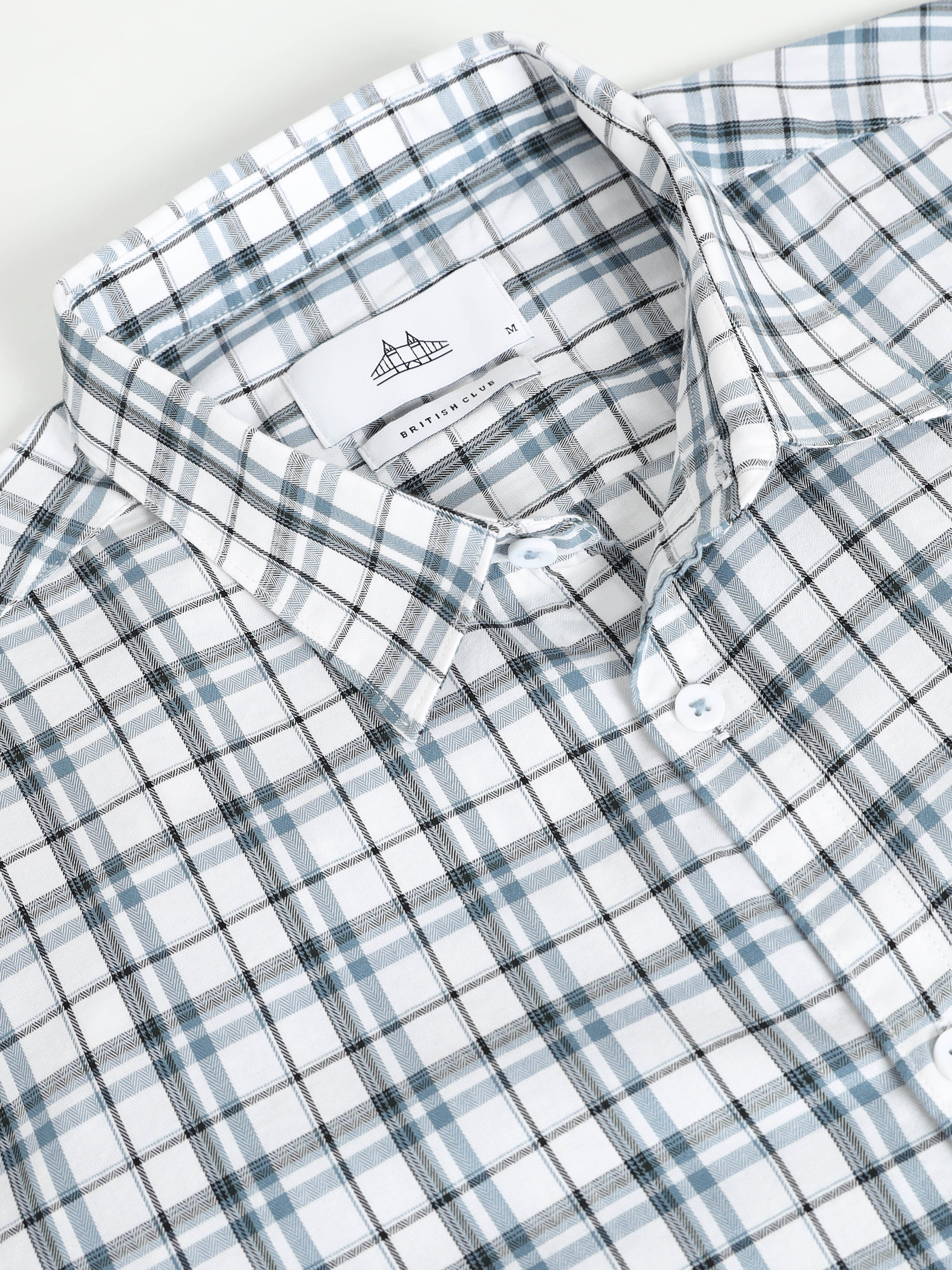 Men White Checked Shirt