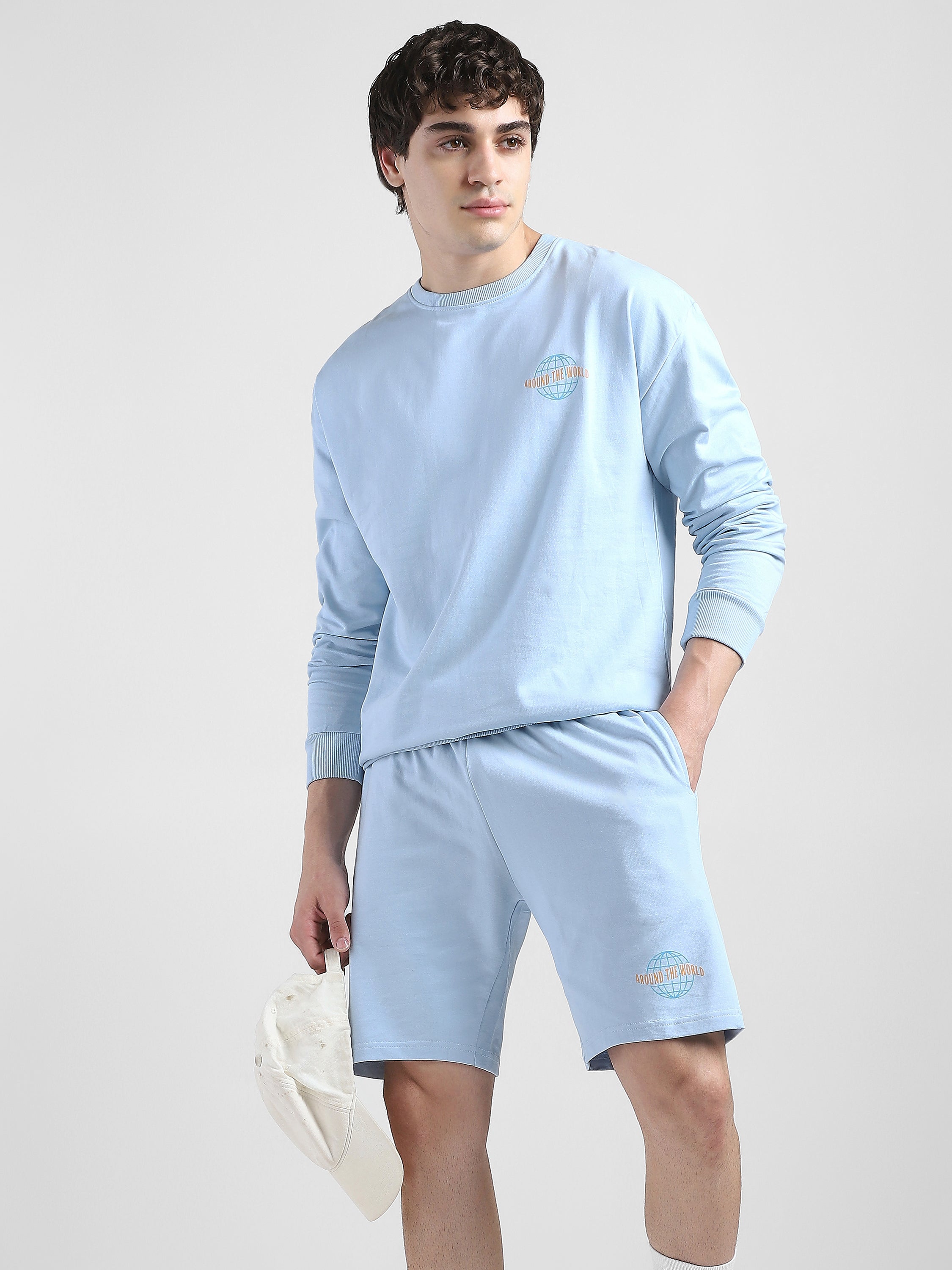Men Blue Oversized Co-ord Set