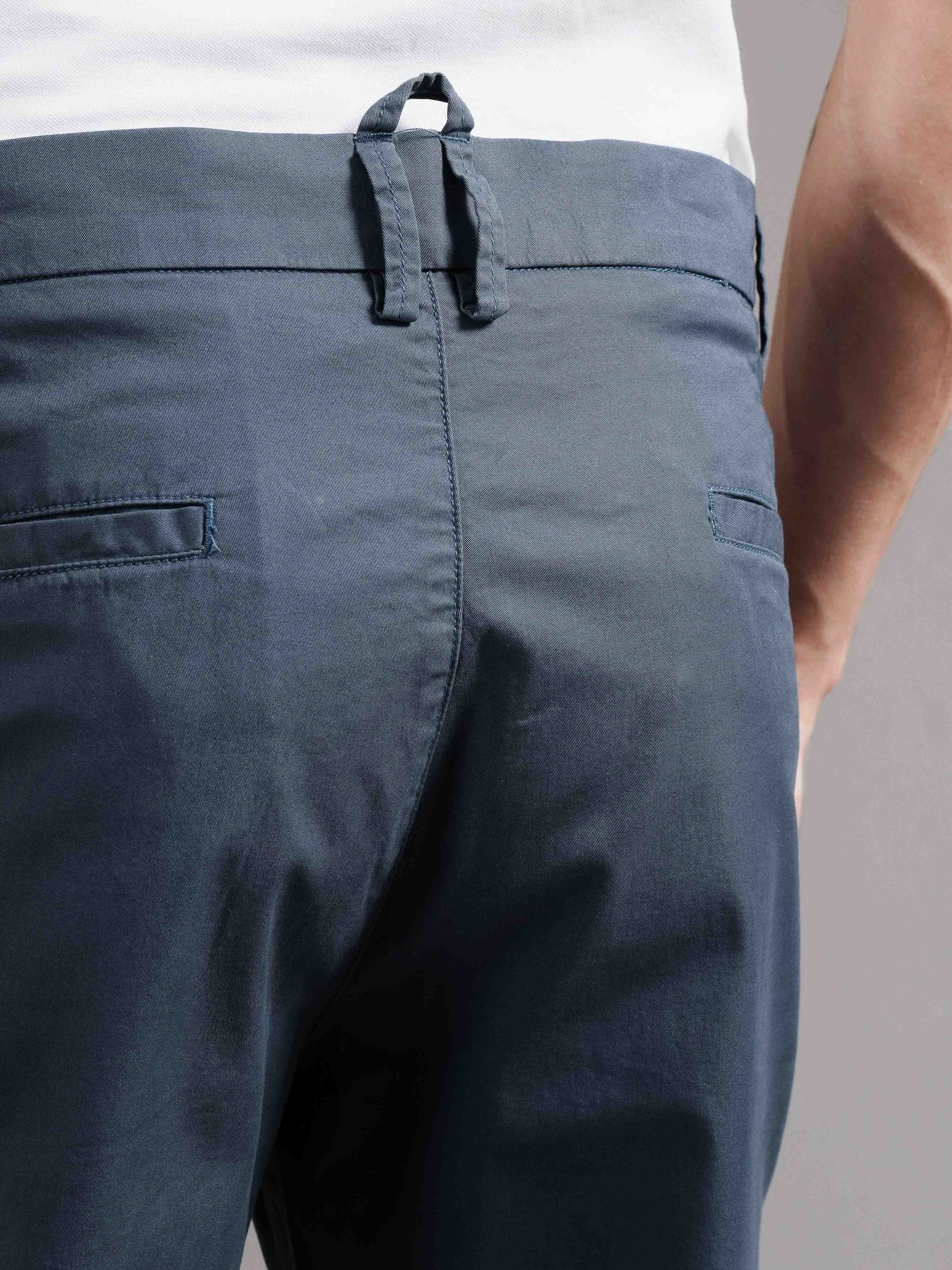 Men Blue Tailored Fit Trousers