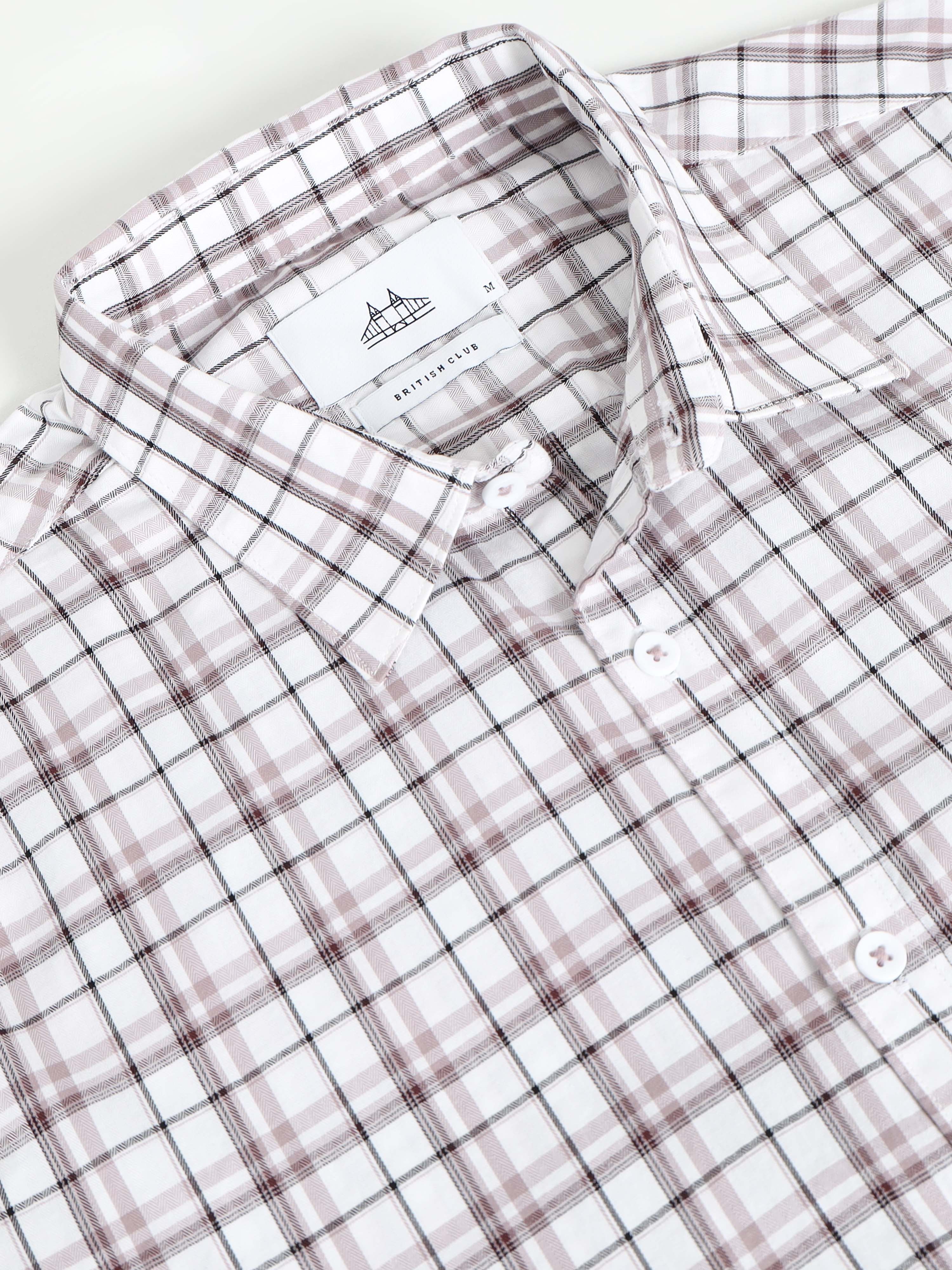 Men White Checked Shirt