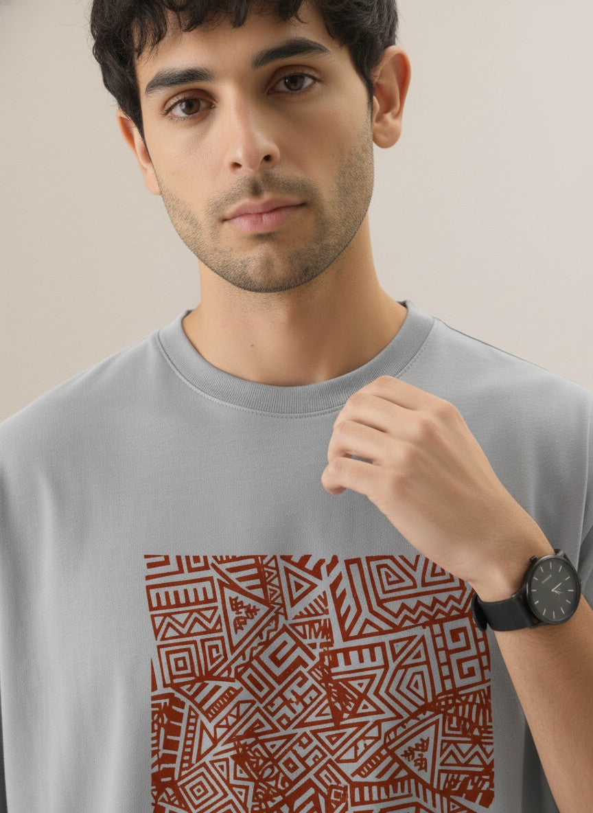 Men Oversized Cotton Tribal T-Shirt