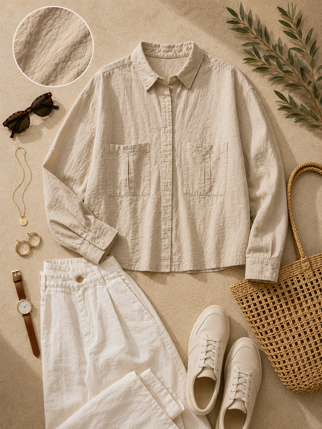 Women Beige Utility Shirt