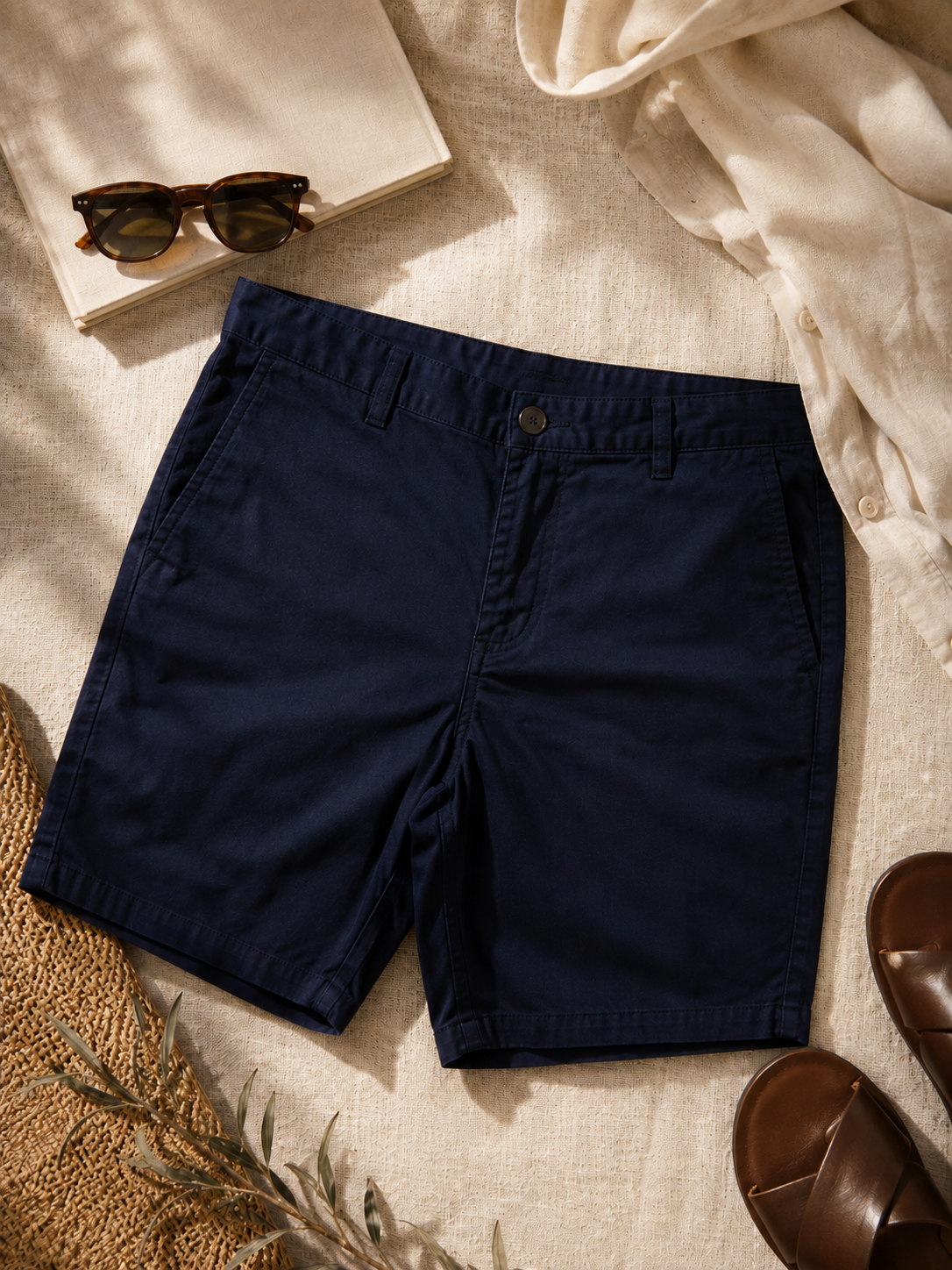 Men Navy Tailored Chino Shorts