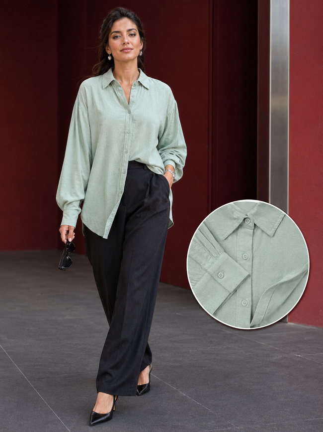 Women Pistachio Oversized Shirt