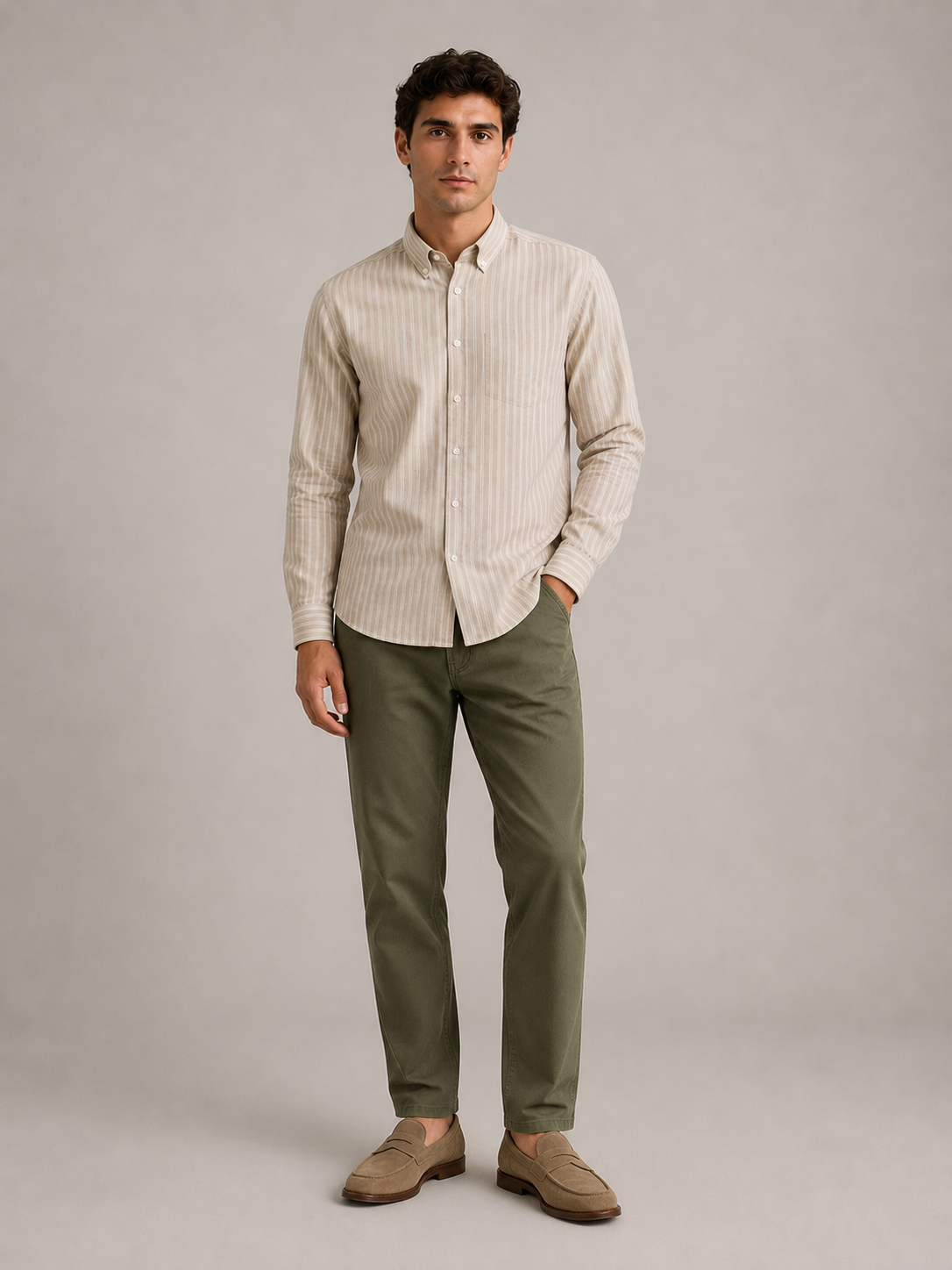 Men Stone Stripe Oxford Shirt