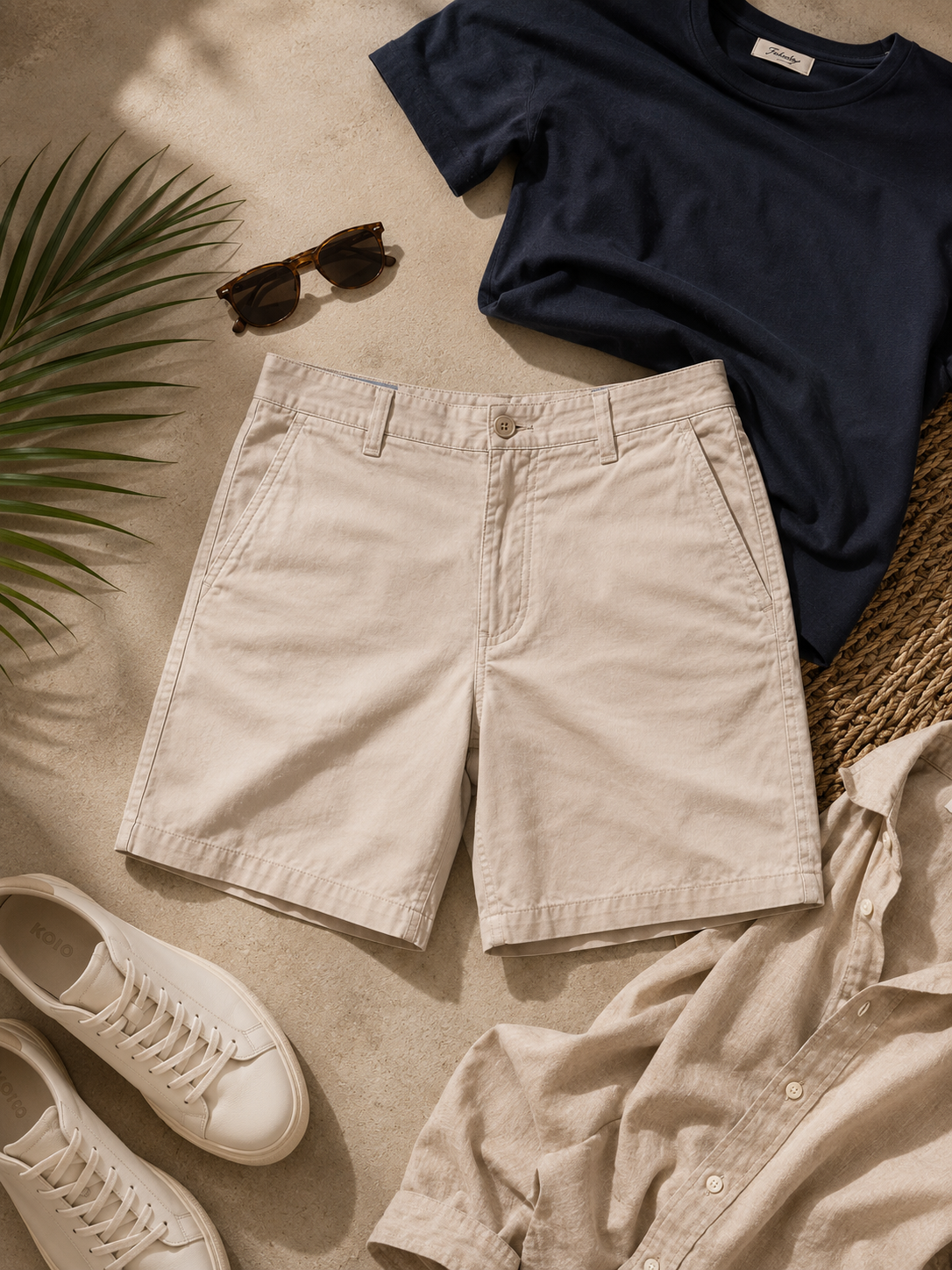 Men Khaki Tailored Chino Shorts