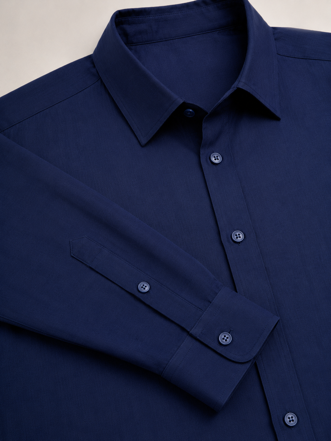 Men Navy Minimal Long Sleeve Shirt