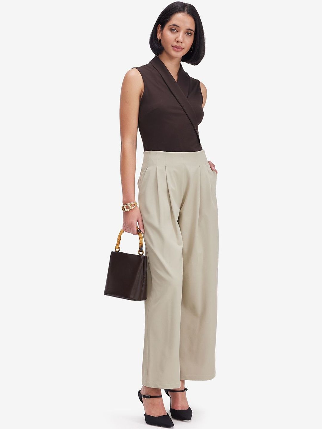 Women Brown Sleeveless Top