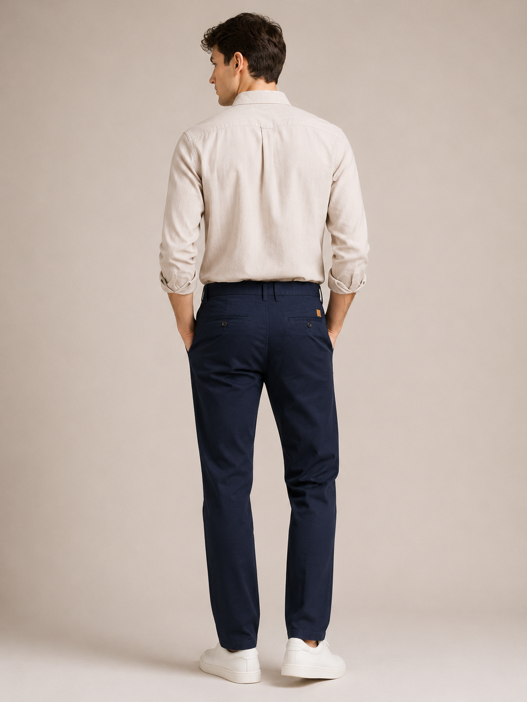 Men Navy Contemporary Chino Trousers