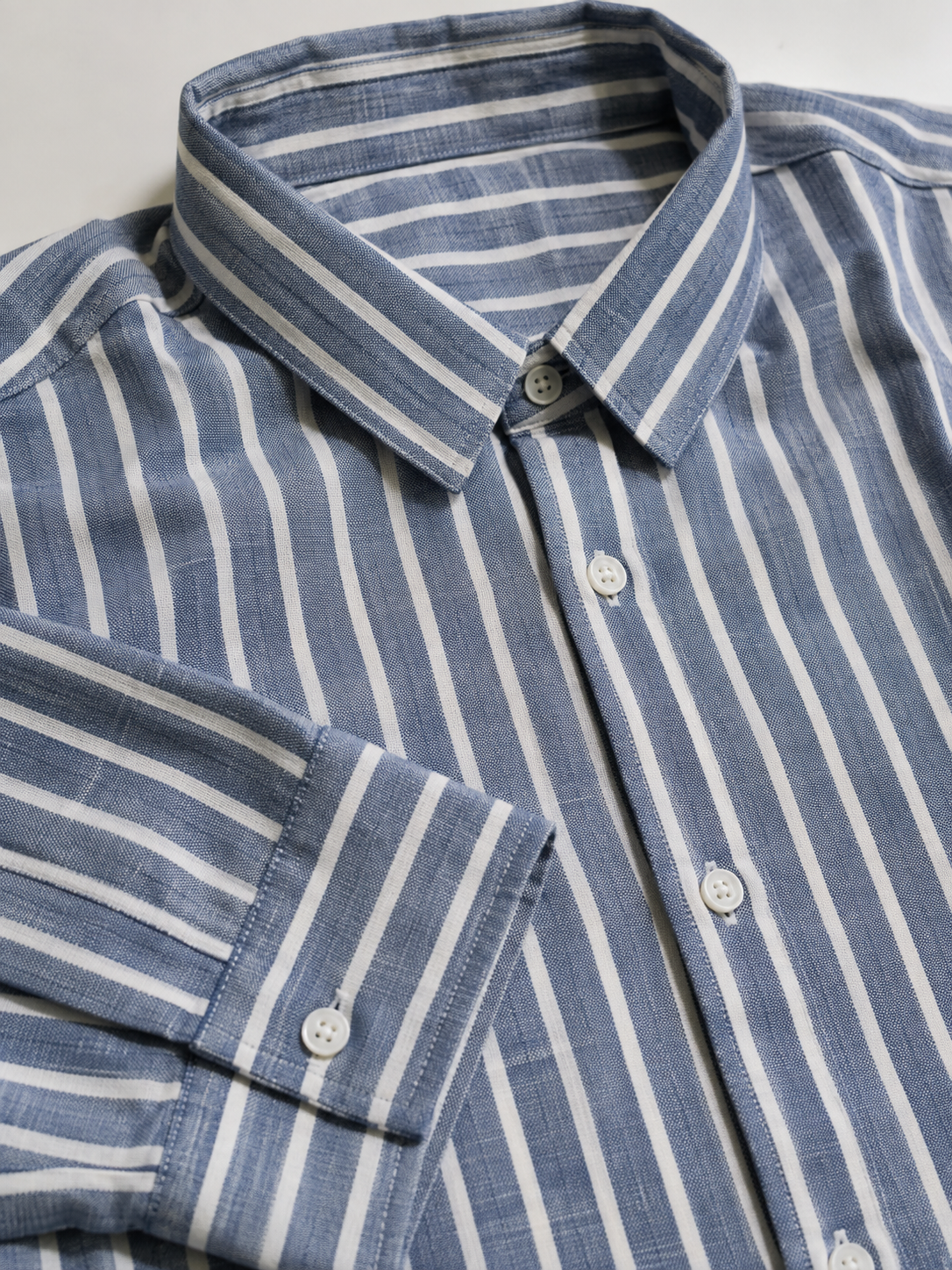 Men Blue Vertical Striped Long Sleeve Shirt