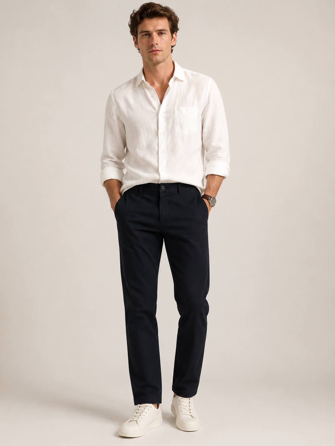 Men Black Contemporary Chino Trousers