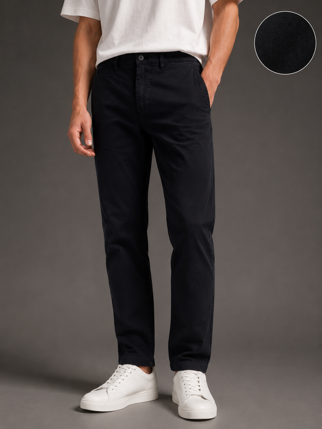 Men Black Tailored Stretchable Chinos