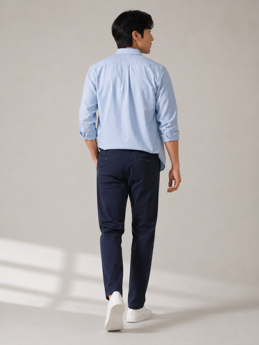 Men Navy Tailored Stretchable Chinos