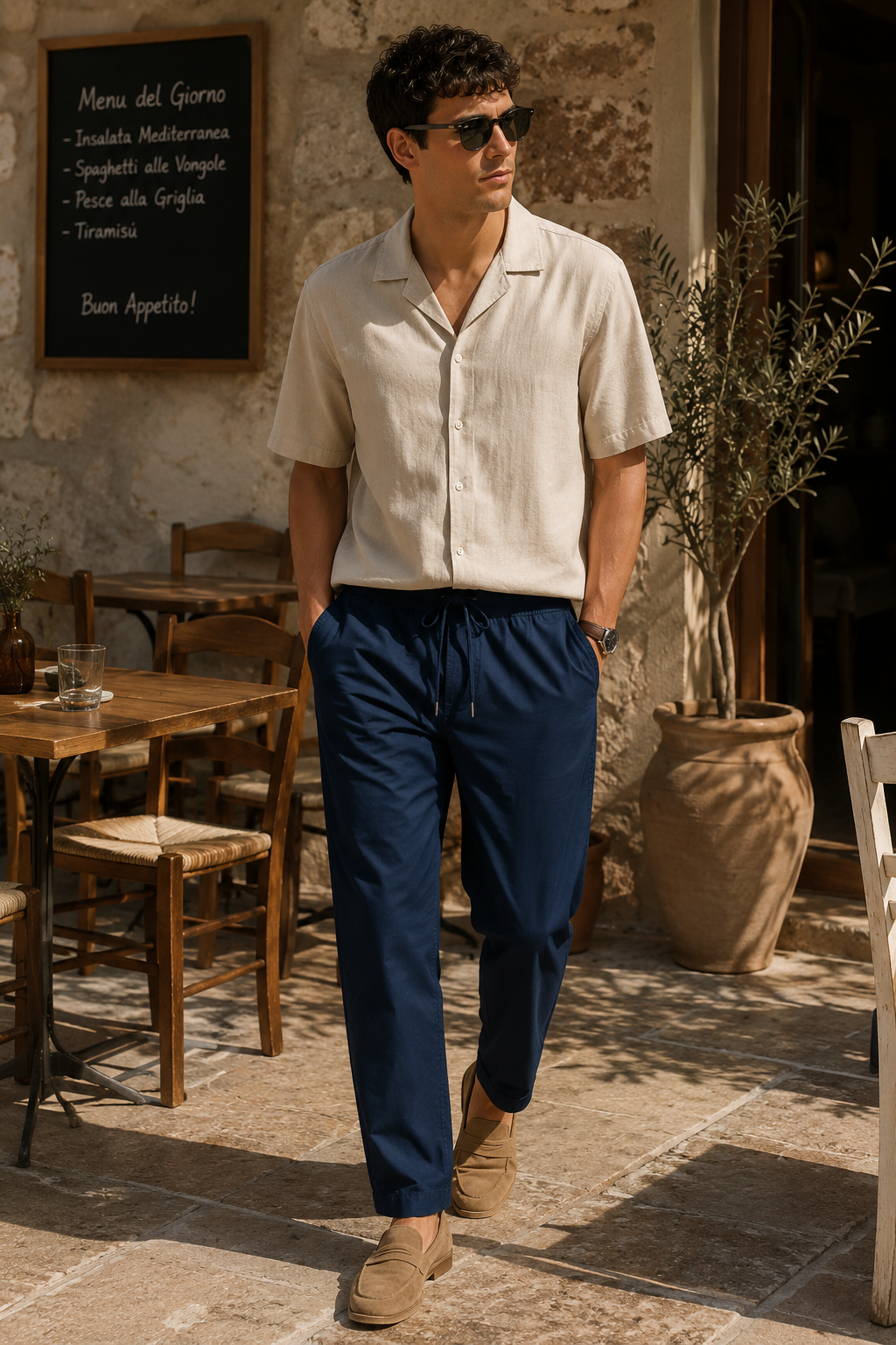 Men Navy Essential Comfort Pants