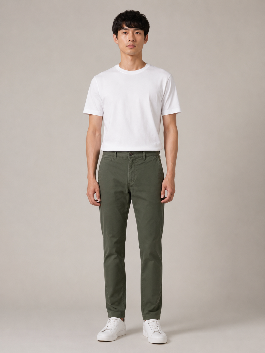 Men Olive Tailored Stretchable Chinos