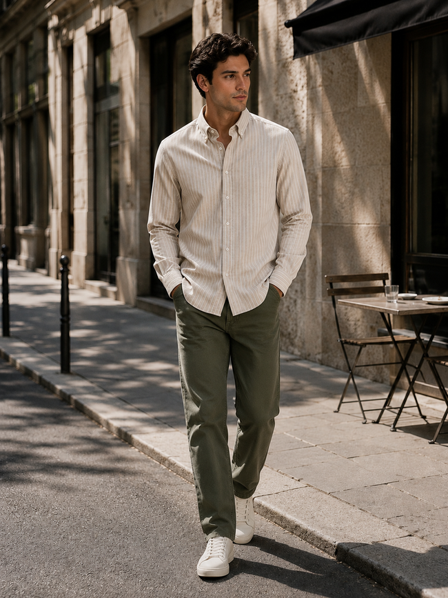 Men Stone Stripe Oxford Shirt