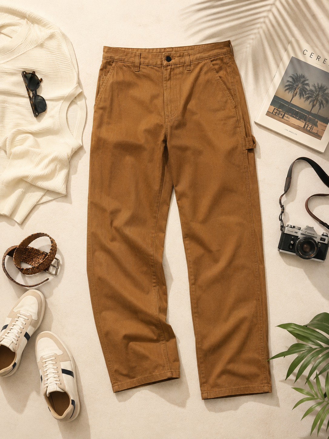 Men Khaki Mid Rise Straight Fit Jeans