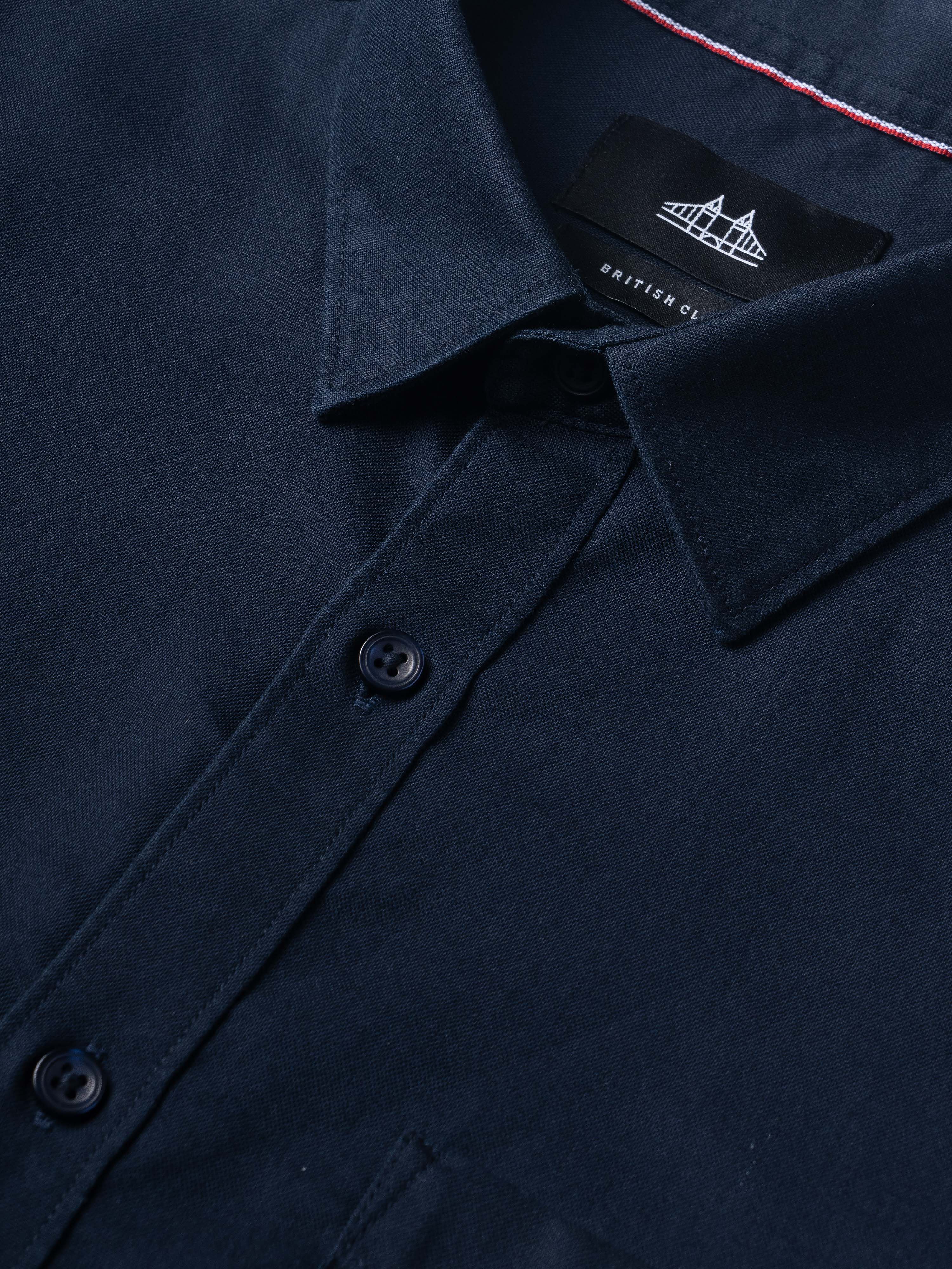 Men Navy Blue Casual Shirt