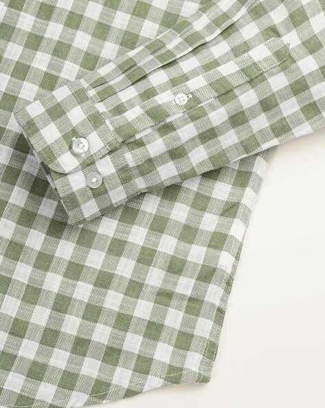 Men Green Checked Shirt